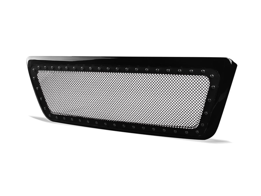 Studded Mesh Grille Armordillo USA Fits 2004-2008 Ford F-150-Gloss Black