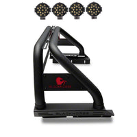CLASSIC Black Horse Roll Bar incl. pair of 7.0"Dia. LED Lights w/Black Trim Rings Black Compatible with 2020-2024 Jeep Gladiator-RB09BK-PLB