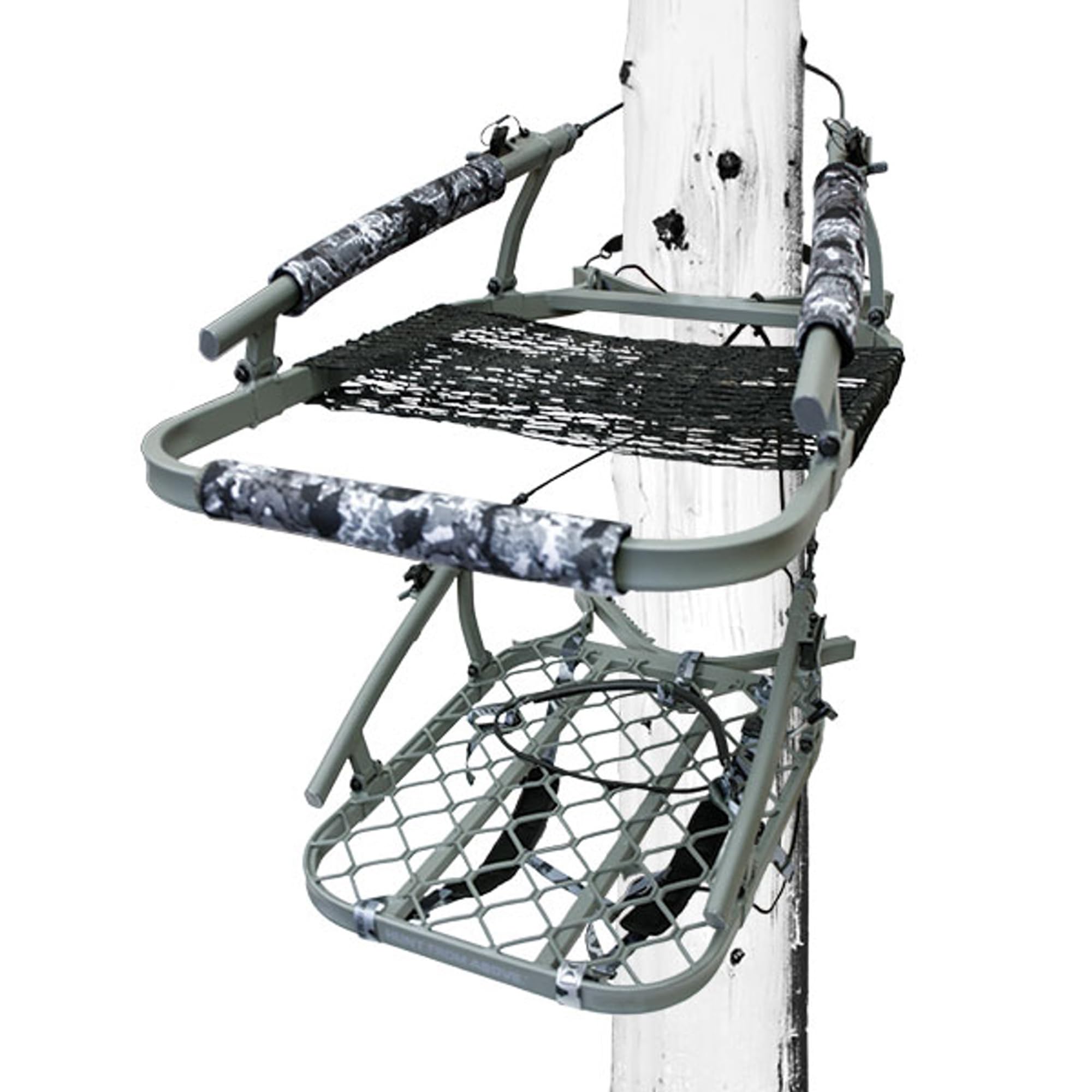 Ultra-Lite Hawk Climber, Hang-On Tree Stand Hunting Gear with Memory Foam Seat, All-Welded Platform, Foot Rest for Mobile Hunters, 38.75 x 23.25 Inch
