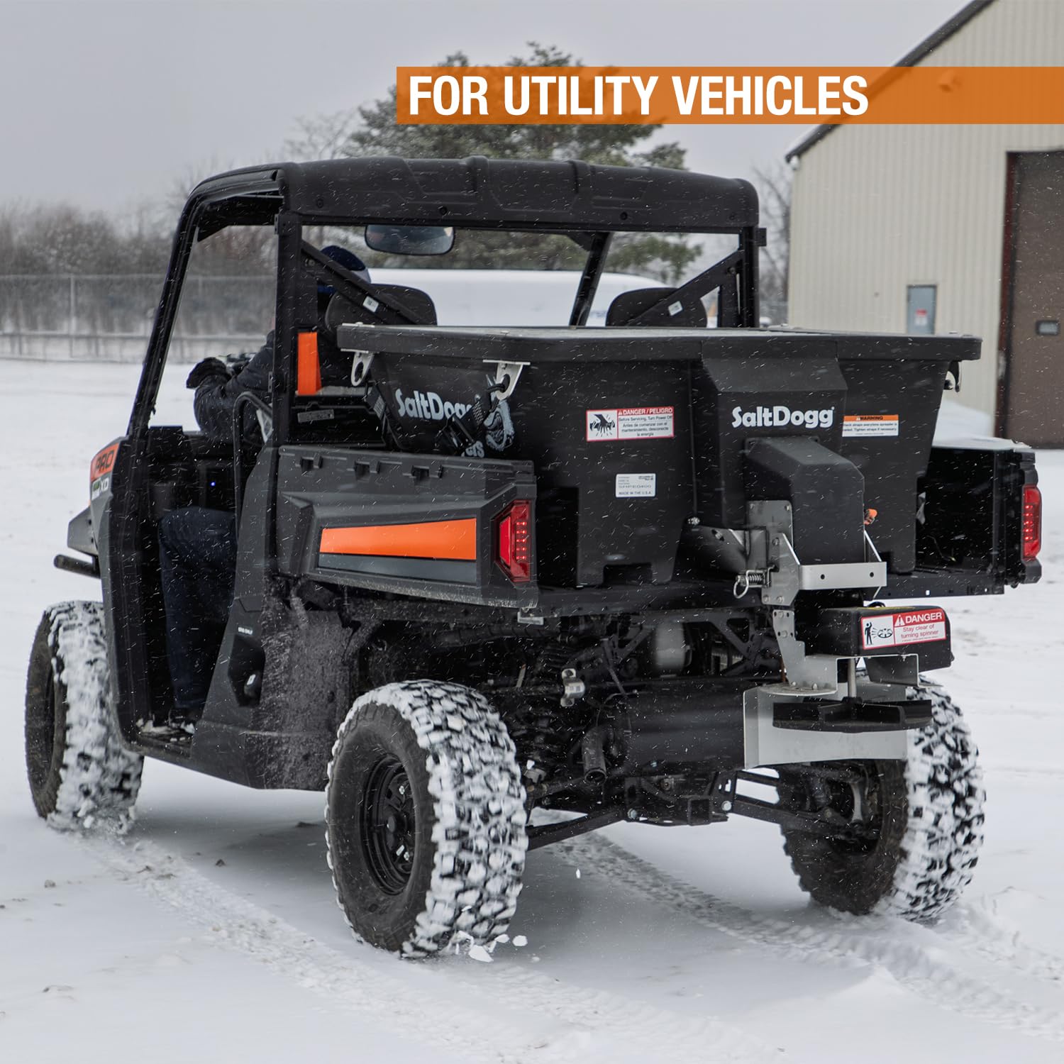 SaltDogg 0.40 Cu Yd SHPE0400 Electric Poly Hopper Spreader with Auger for UTVs, 1/2 Ton & 6-1/2 ft+ Bed Trucks — Patented Double‑Wall Hopper, 14" Spinner, in‑Cab Variable Speed Control, Made in USA