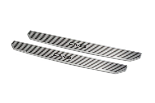 Door Sill Plates DV8 Offroad for 2018-Current Wrangler JL and 2020-Current Gladiator JT | Front Pair | Embossed with DV8 Logo | Billet Aluminum Construction | D-JL-180014-SIL2