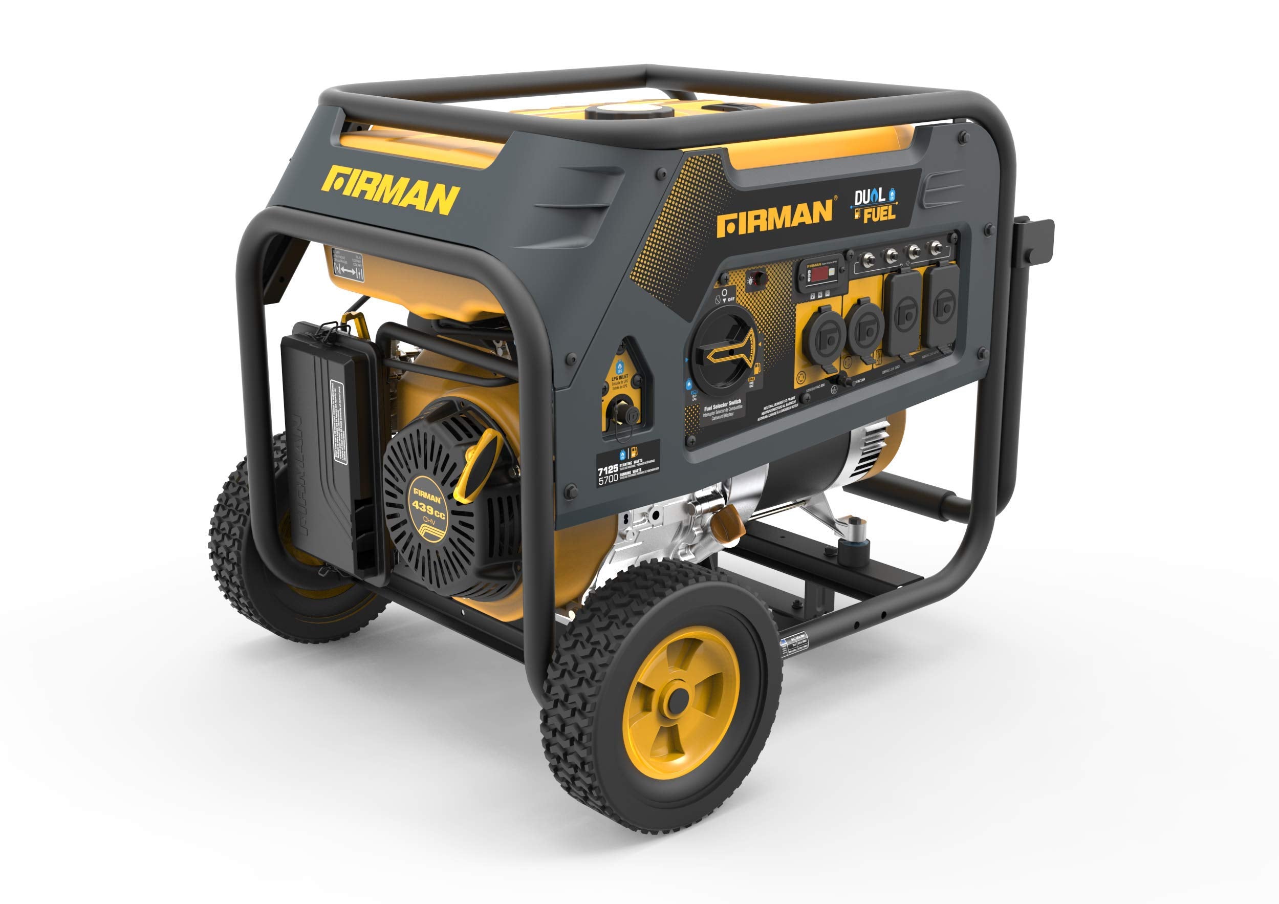 Firman 7125/5700W H05752: GAS 7125/5700W LPG 30A 120/240V Recoil Start Dual Fuel Portable Generator CARB Certified