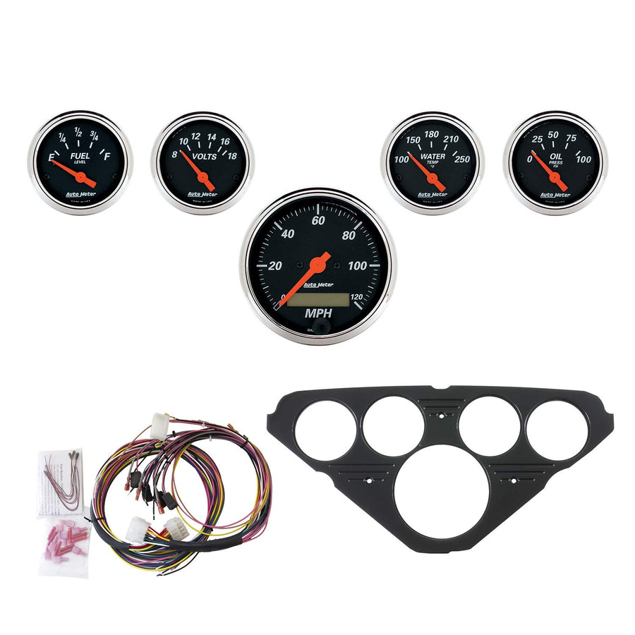 Gauge Kit AutoMeter 7049-DB, 5 Pc, Chevy Truck 55-59, Mph/Fuel/Oilp/Wtmp/Bat, Db