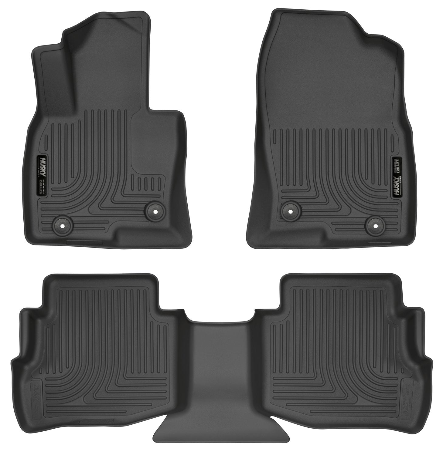 Weatherbeater Husky Liners Floor Mats | Fits 2016 - 2023 Mazda CX-9 | Front & 2nd Row, 3-pc Black - 95611