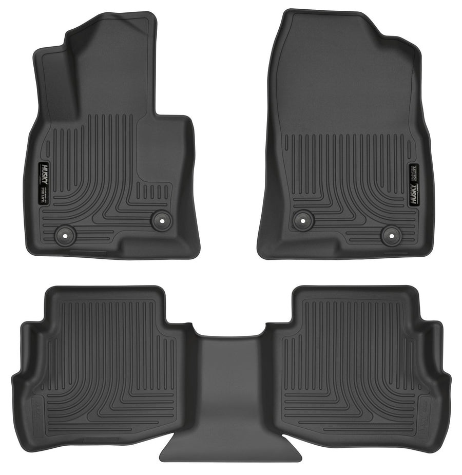 Weatherbeater Husky Liners Floor Mats | Fits 2016 - 2023 Mazda CX-9 | Front & 2nd Row, 3-pc Black - 95611