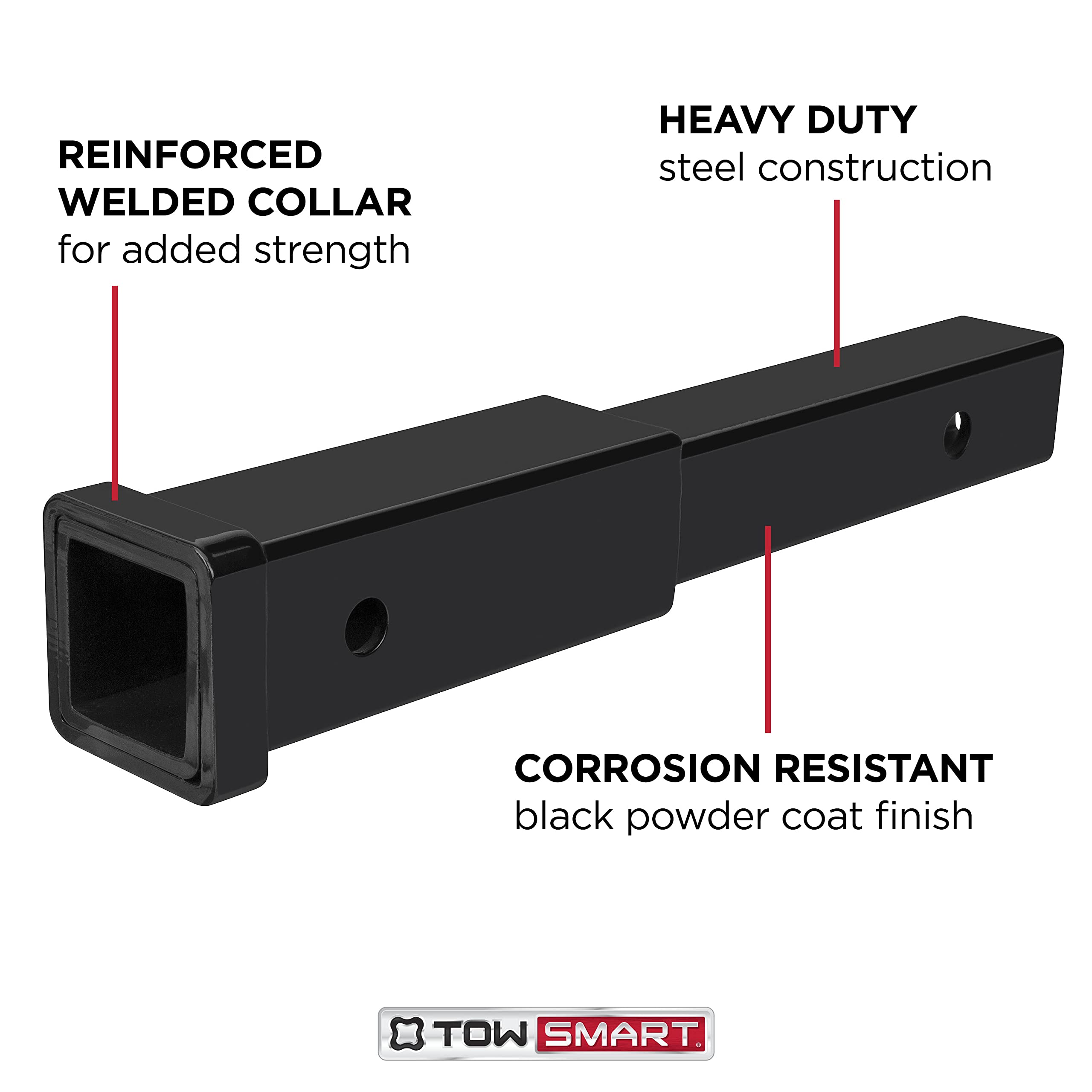 Steel Hitch Extender 12 in. with Collar, Fits 2 in. Receiver, 3,300 lb. Capacity