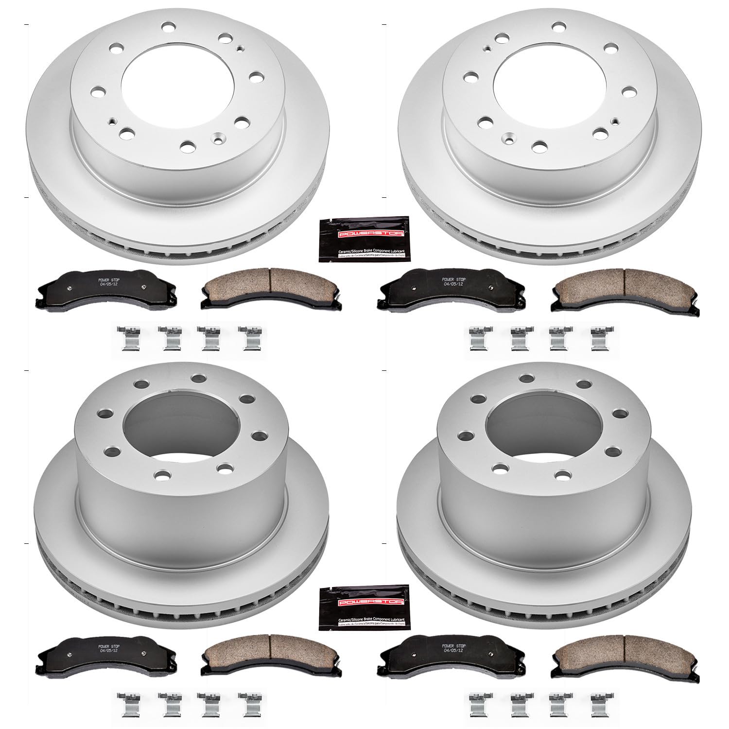 Power Stop CRK5560 Brake Rotor & Coated Ceramic Brake Pads- front & rear For Chevrolet Silverado 3500 HD 2011, GMC Sierra 3500 HD 2011 [Model Specific]