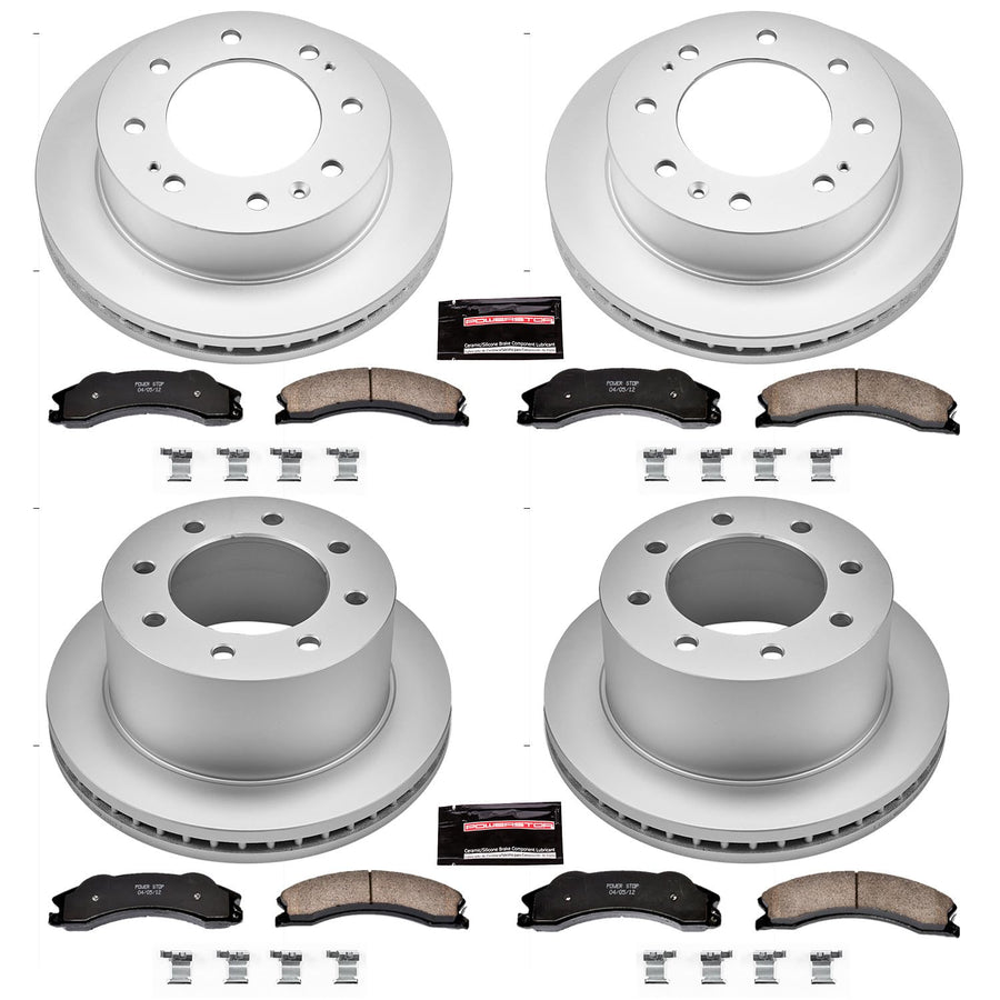 Power Stop CRK5560 Brake Rotor & Coated Ceramic Brake Pads- front & rear For Chevrolet Silverado 3500 HD 2011, GMC Sierra 3500 HD 2011 [Model Specific]