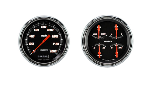 Classic Instruments Velocity Blk CT47VSB52-LS Direct Fit Gauge Package LS Swap Speedometer and Quad Gauge Fits 1947-1953 Chevy Truck
