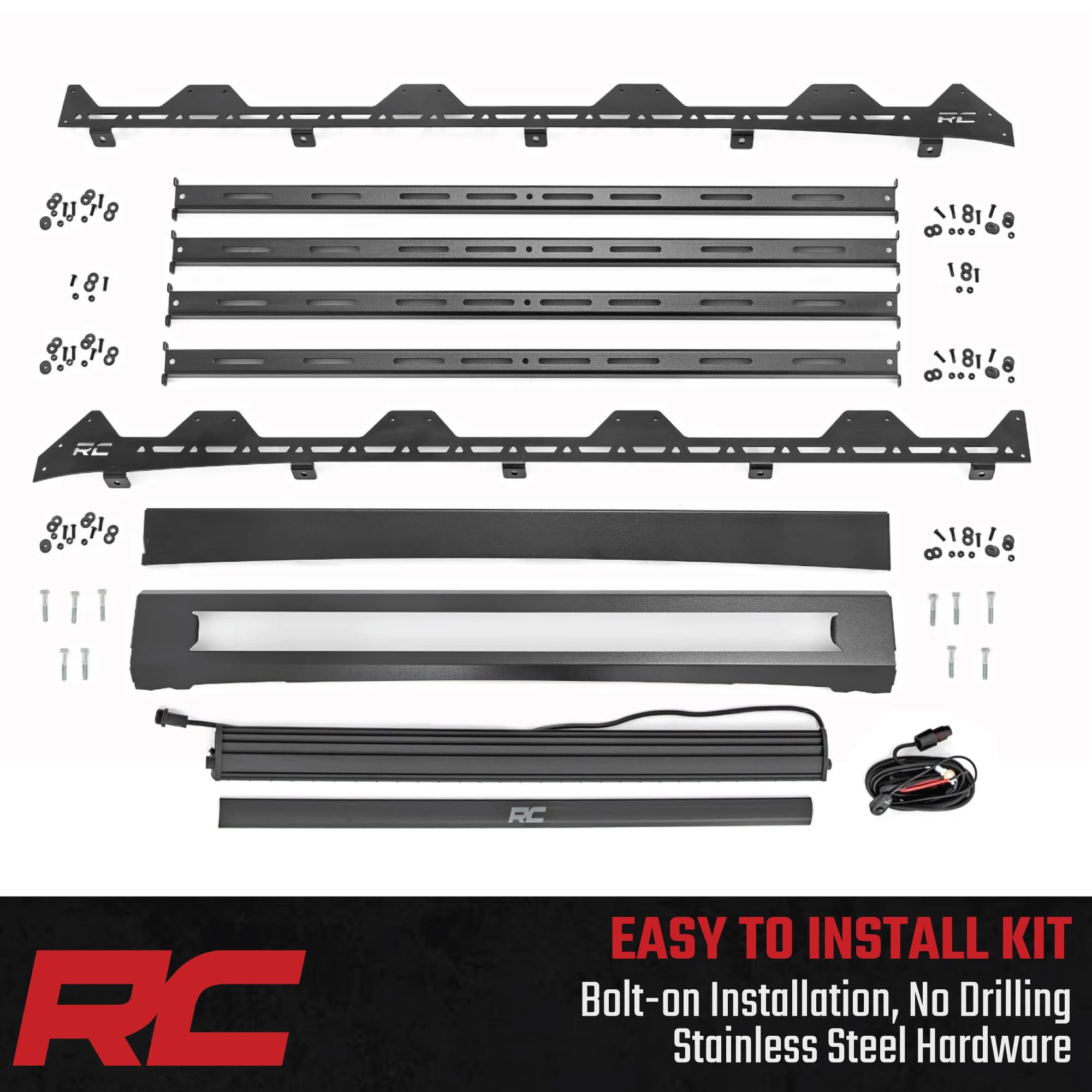 Rough Country Roof Rack for 2024+ Polaris Xpedition ADV 5 with 40" 200W LED Spot Beam - Modular UTV Roof Cargo Rack with Rugged, Trail-Ready Design