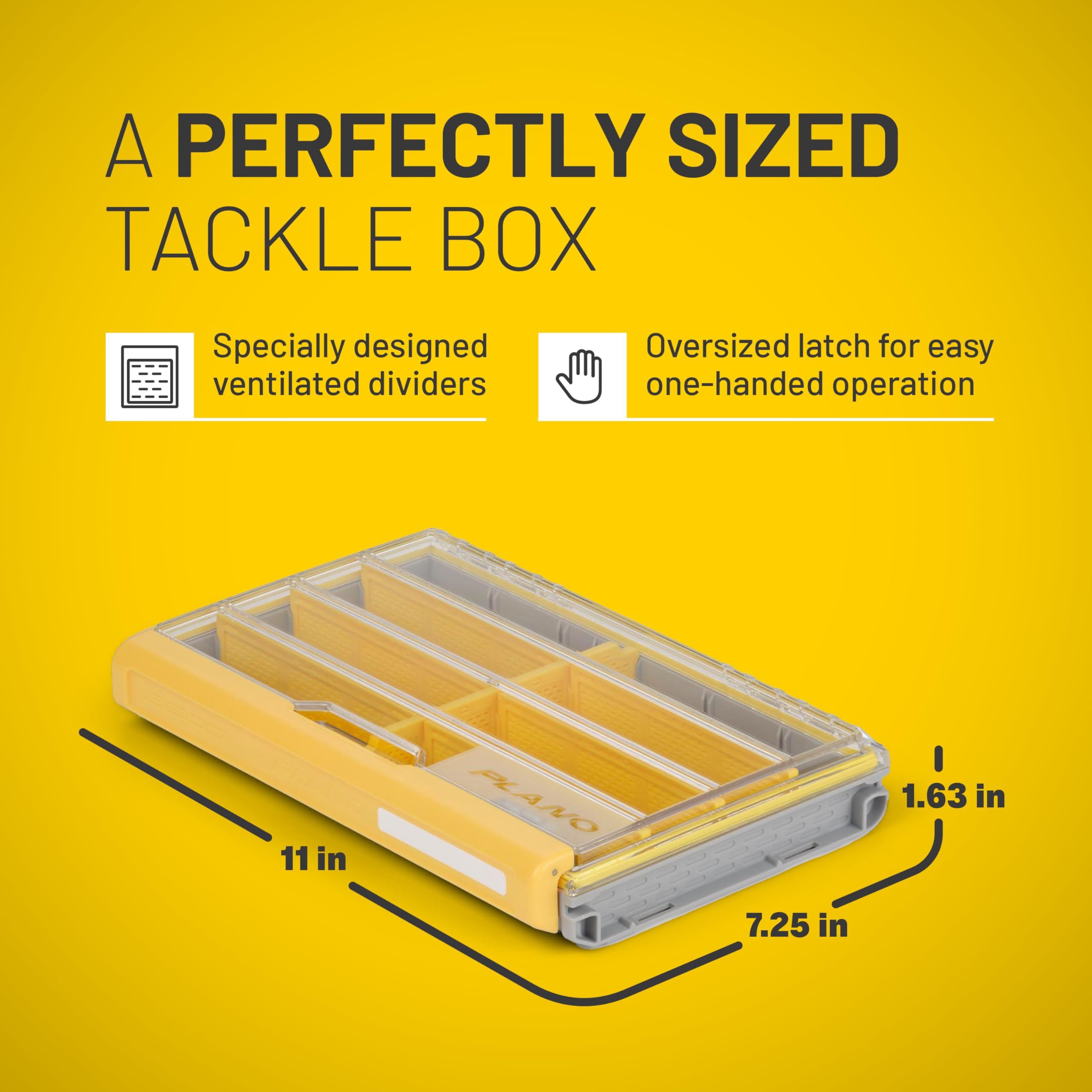 Flex Plano EDGE 3600 Tackle Storage, Includes 38 Flex Dividers, Gray and Yellow, Customizable Waterproof Tackle Box Organization, Rustrictor Rust-Resistant Technology