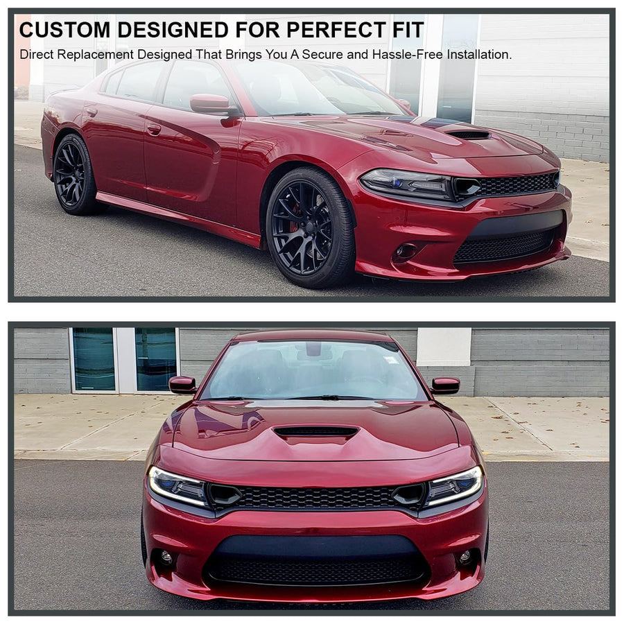 Front Upper Grille Spec-D Tuning w/Air Duct Compatible with 2015-2023 Dodge Charger SRT GT R/T Scat Pack Daytona