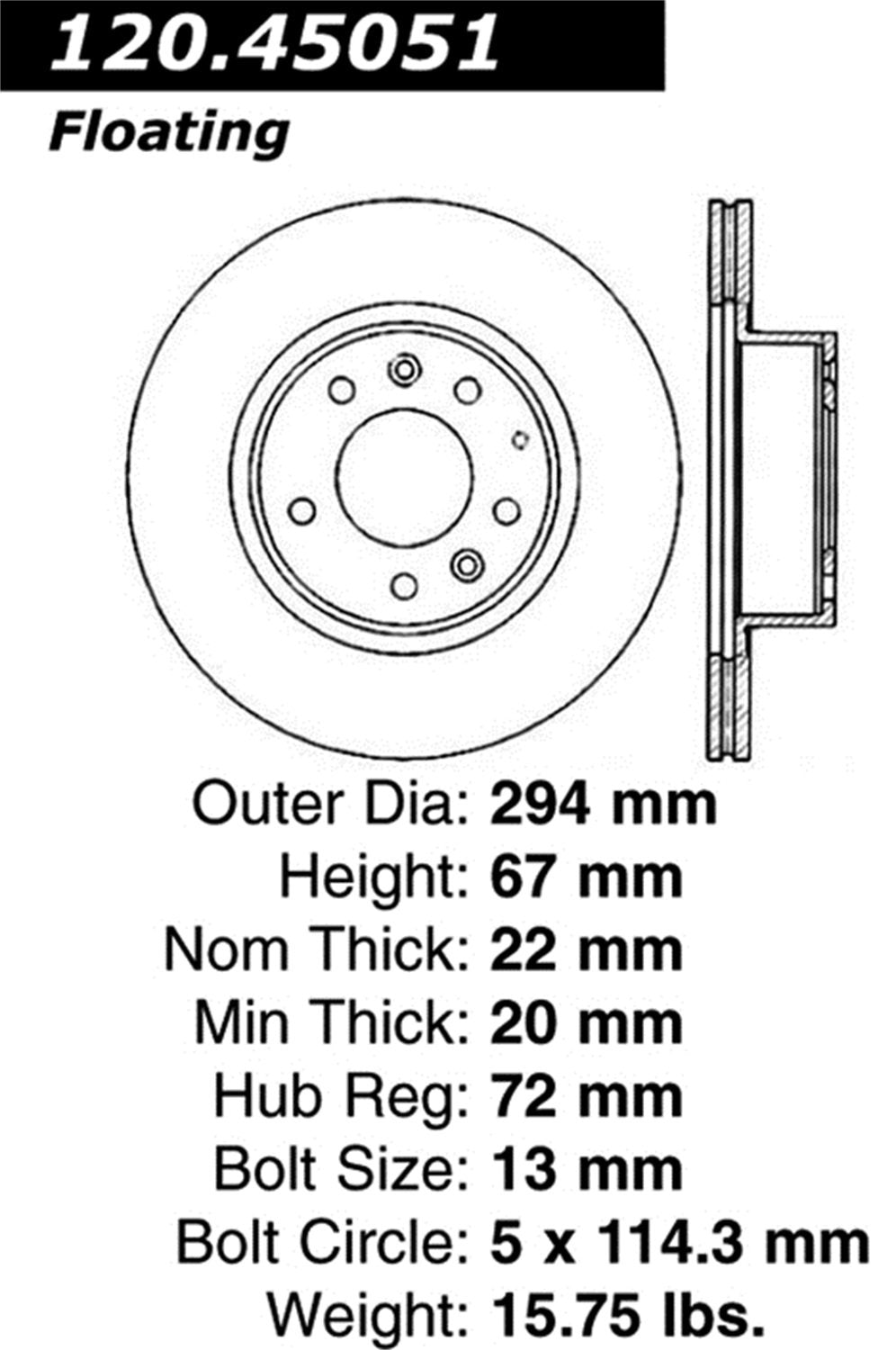 Sport Drilled/Slotted Brake Rotor StopTech 127.45051L (Front Left), 1 Pack
