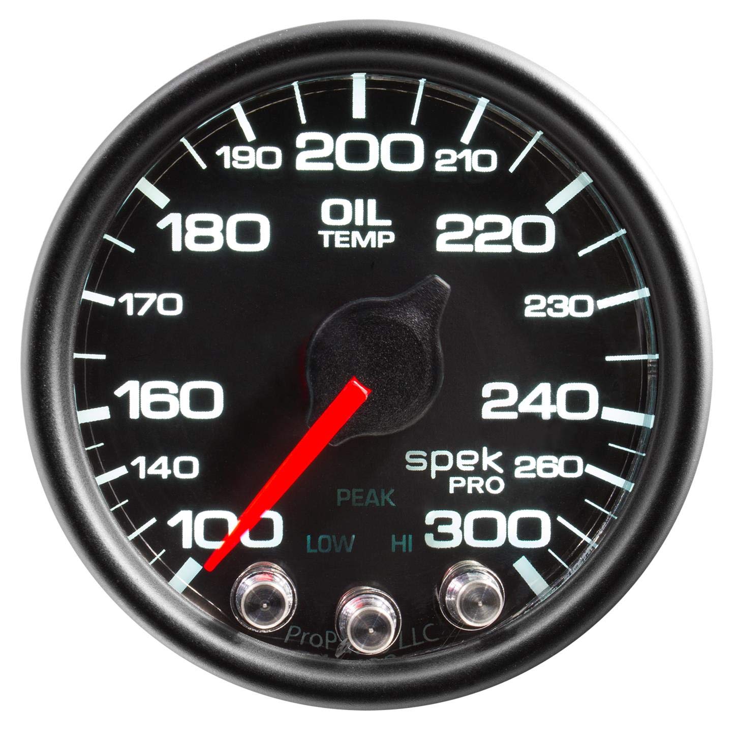 Gauge AUTO METER P32232 Oil Temp (Spek-Pro 2 1/16", 300ºf, Stepper Motorwith Peak & Warn, Blk/Blk, Spek-Pro)