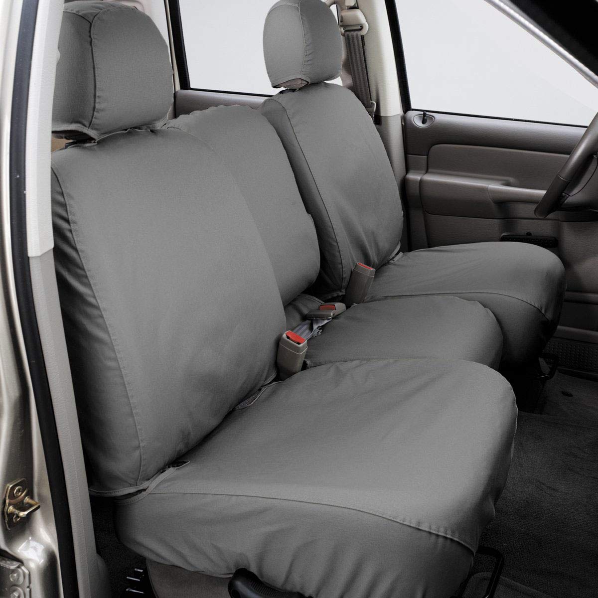 Covercraft Custom Polycotton Seat Covers | Fits 2011-2016 Ford F-250/F-350, 2015-2016 F-450/F-550 | 1st Row 40/20/40 Bench Seat, Gray