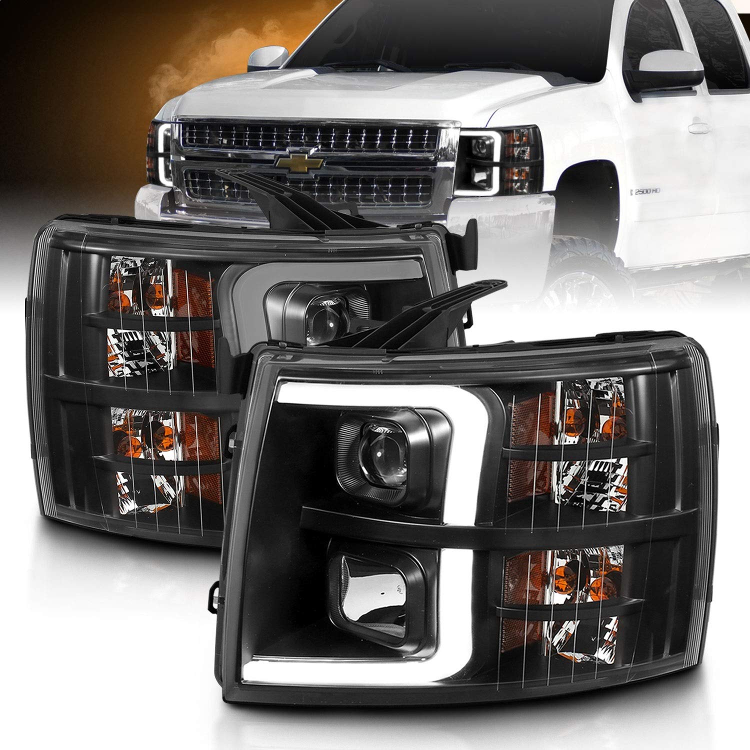111480 ANZO USA Projector Headlamps Fits Chevrolet Silverado 1500