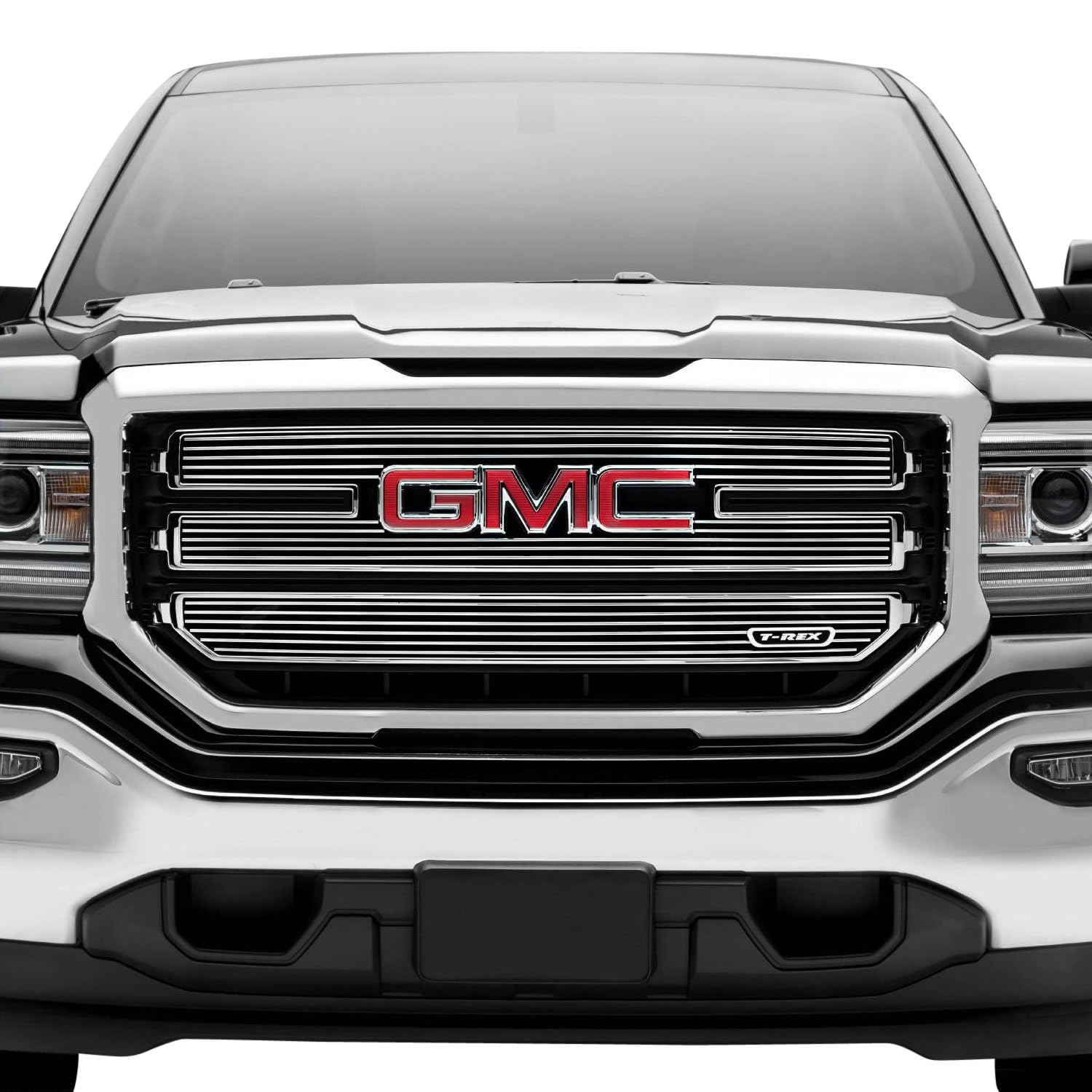 2016-2018 Sierra 1500 SLE T-Rex Grilles Laser Billet Grille, Polished, 3 Pc, Overlay - PN #6212130