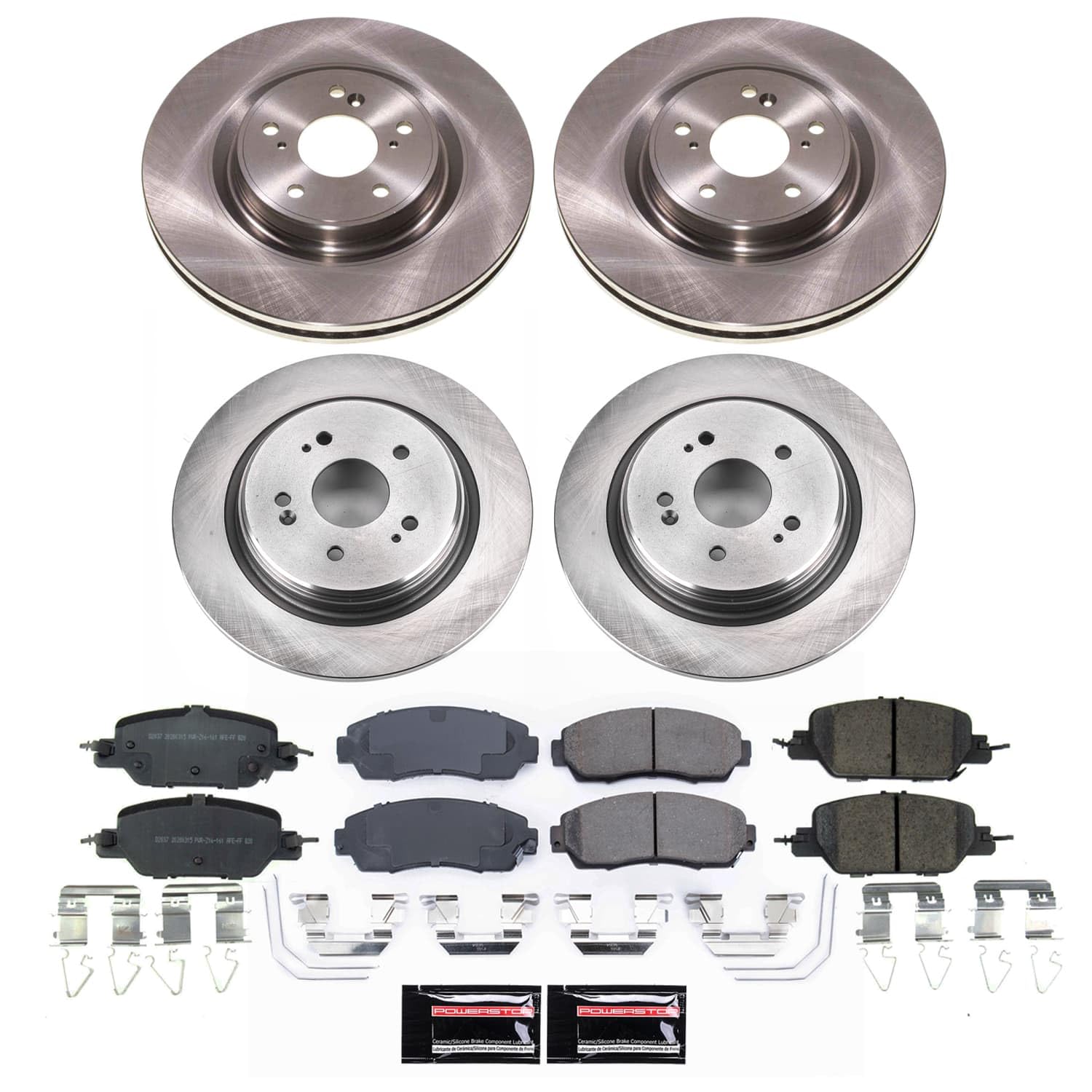 Power Stop Front and Rear KOE8942 Brake Pads and Rotors Stock Replacement Brake Kit Autospecialty For Honda CR - V 2020-2022 [Application Specific]