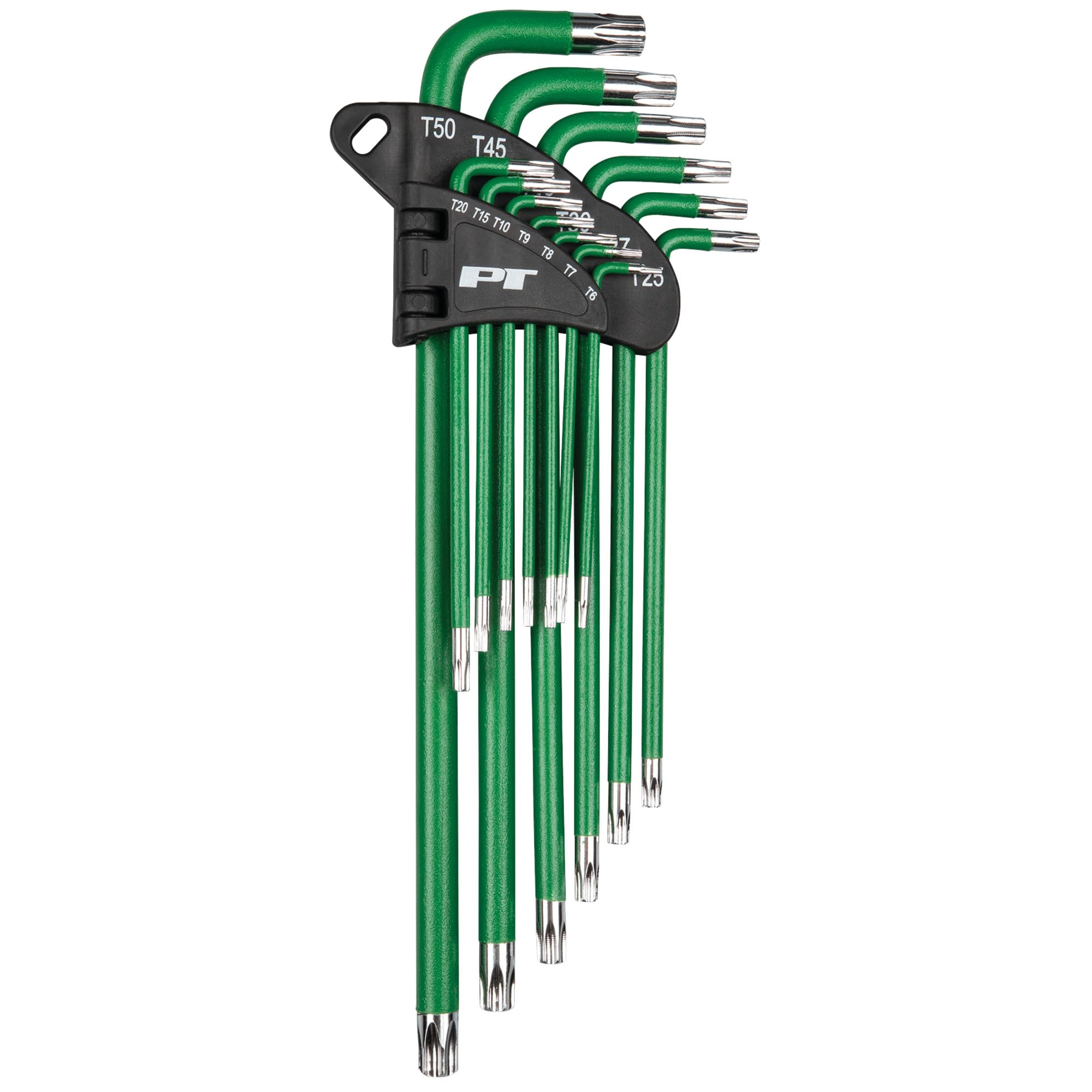 W80200 Performance Tool 13 Pc. Long Arm Star Key Set - For Star and Star Security Fasteners, Powder-Coated, Storage Organizer, Long Reach, Green