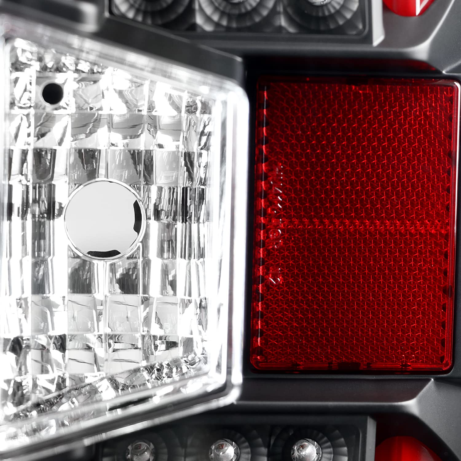 Spec-D Tuning Clear Lens Black Housing Red LED Bar Tail Lights Compatible with 2014-2018 Chevy Silverado 1500, 2015-2019 Chevy Silverado 2500HD/3500HD, Left + Right Pair Assembly