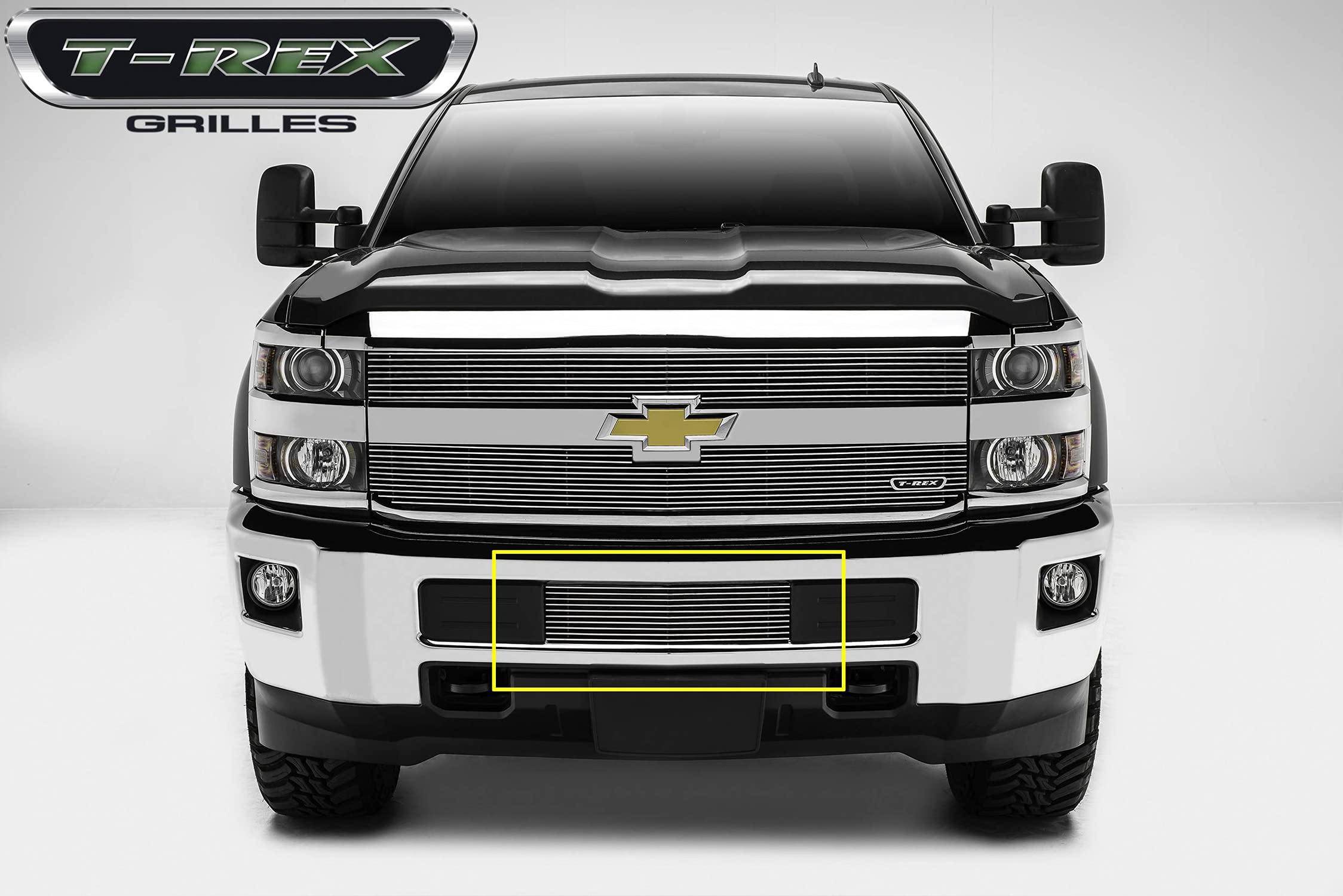 2015-2019 Silverado 2500 T-Rex Grilles, 2015-2017 3500 Billet Bumper Grille, Polished, 1 Pc, Overlay - PN #25122, Black