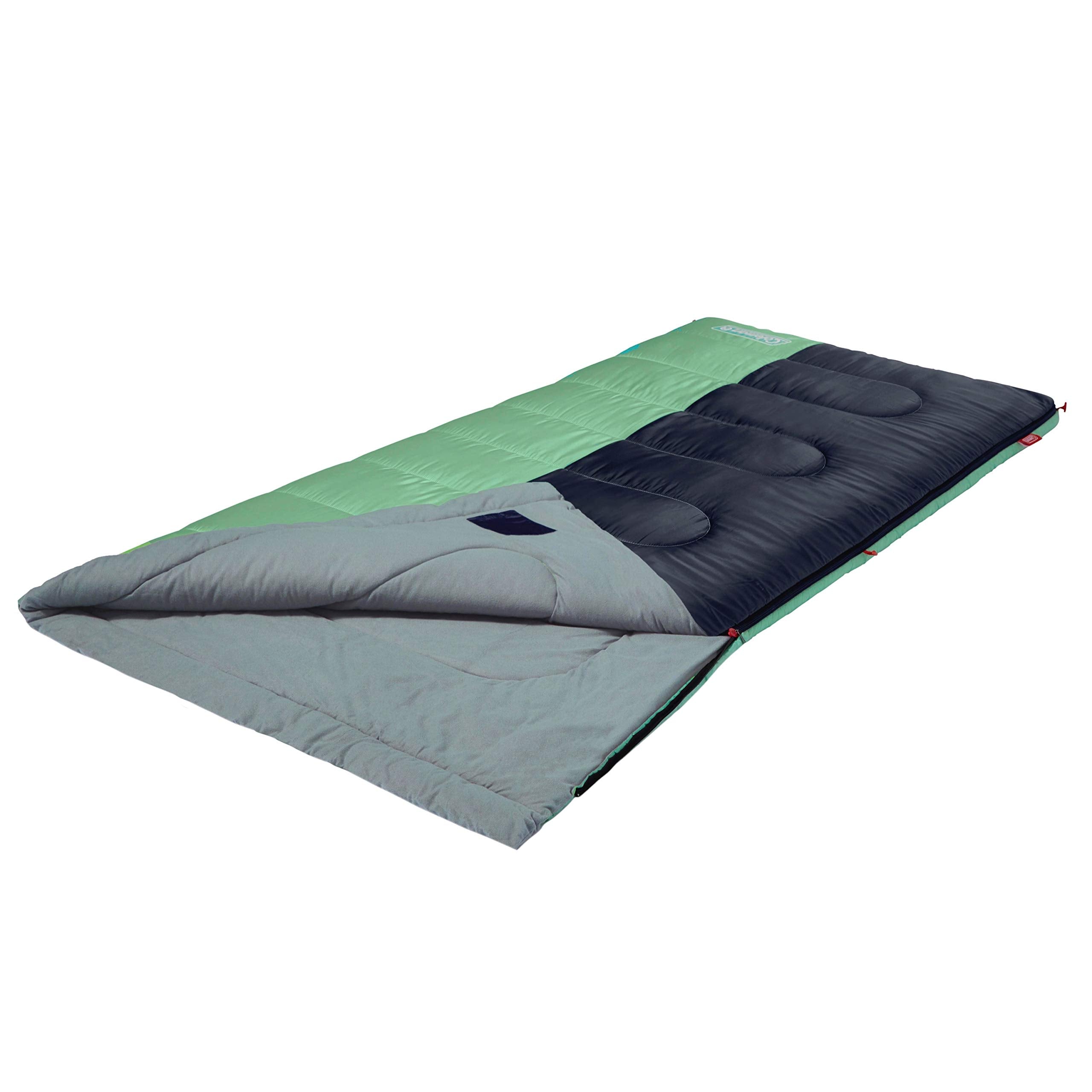 Coleman Big & Tall Biscayne Warm-Weather Sleeping Bag, 40°F Camping Sleeping Bag for Adults, No-Snag 2-Way Zipper for Ventilation with Stuff Sack Included, Fits Adults up to 6ft 4in Tall