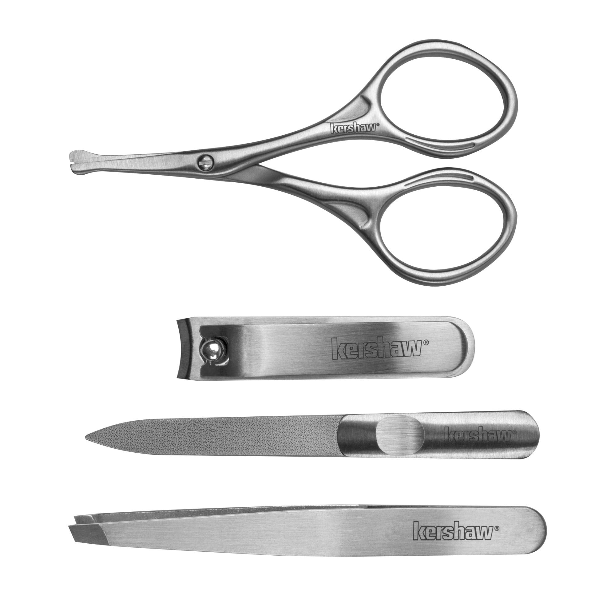 Kershaw Men's Manicure Set, Stainless Steel 4-Piece with Case (KMCURE), Regular