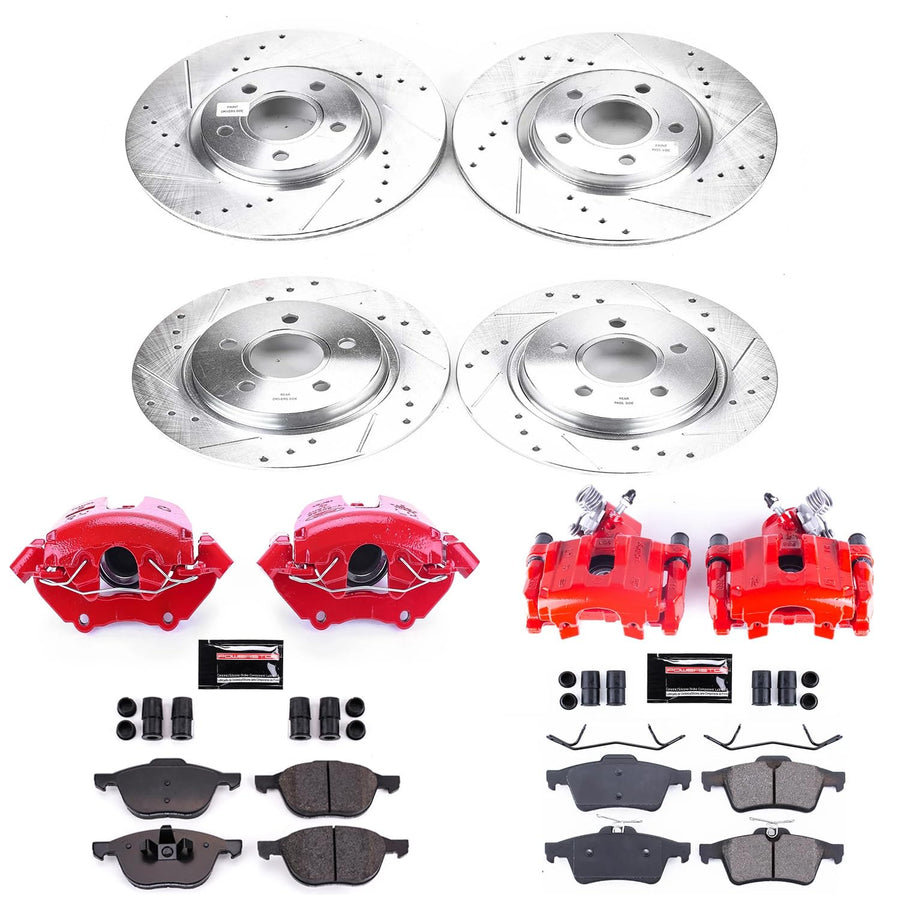 Power Stop Z23 Daily Driver KC4051A Front and Rear Brake Caliper Kit-Drilled/Slotted Rotor, Brake Pads & Calipers