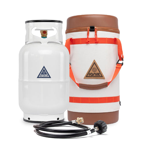 10-Pound Ignik Refillable Gas Growler with Carry Case and Adapter Hose, Natural Case/White Tank