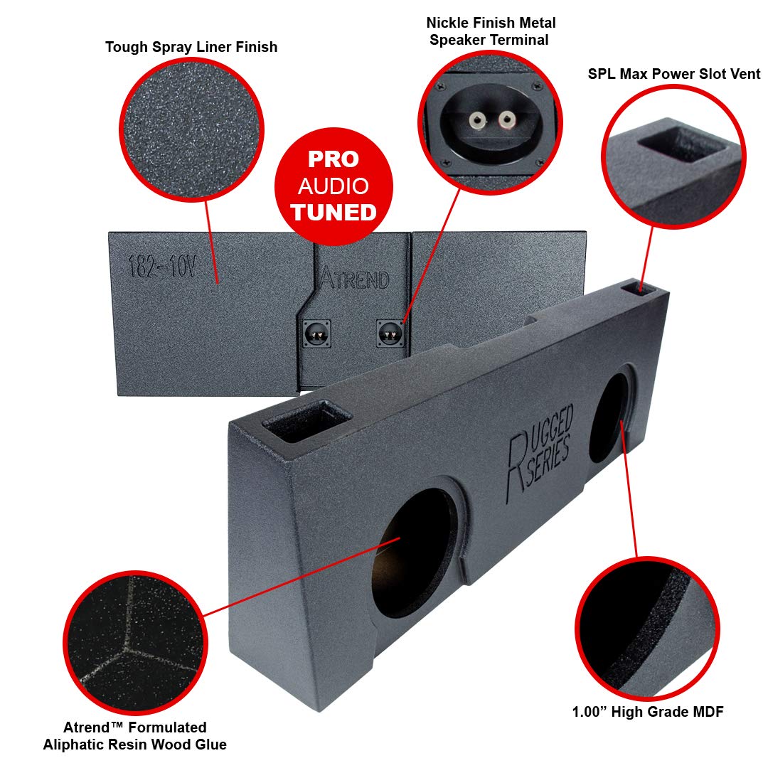 Atrend Bbox Dual 10” A181-10V Vented Subwoofer Enclosure Fits 2007-2018 Chevrolet/GMC Silverado/Sierra Crew Cab