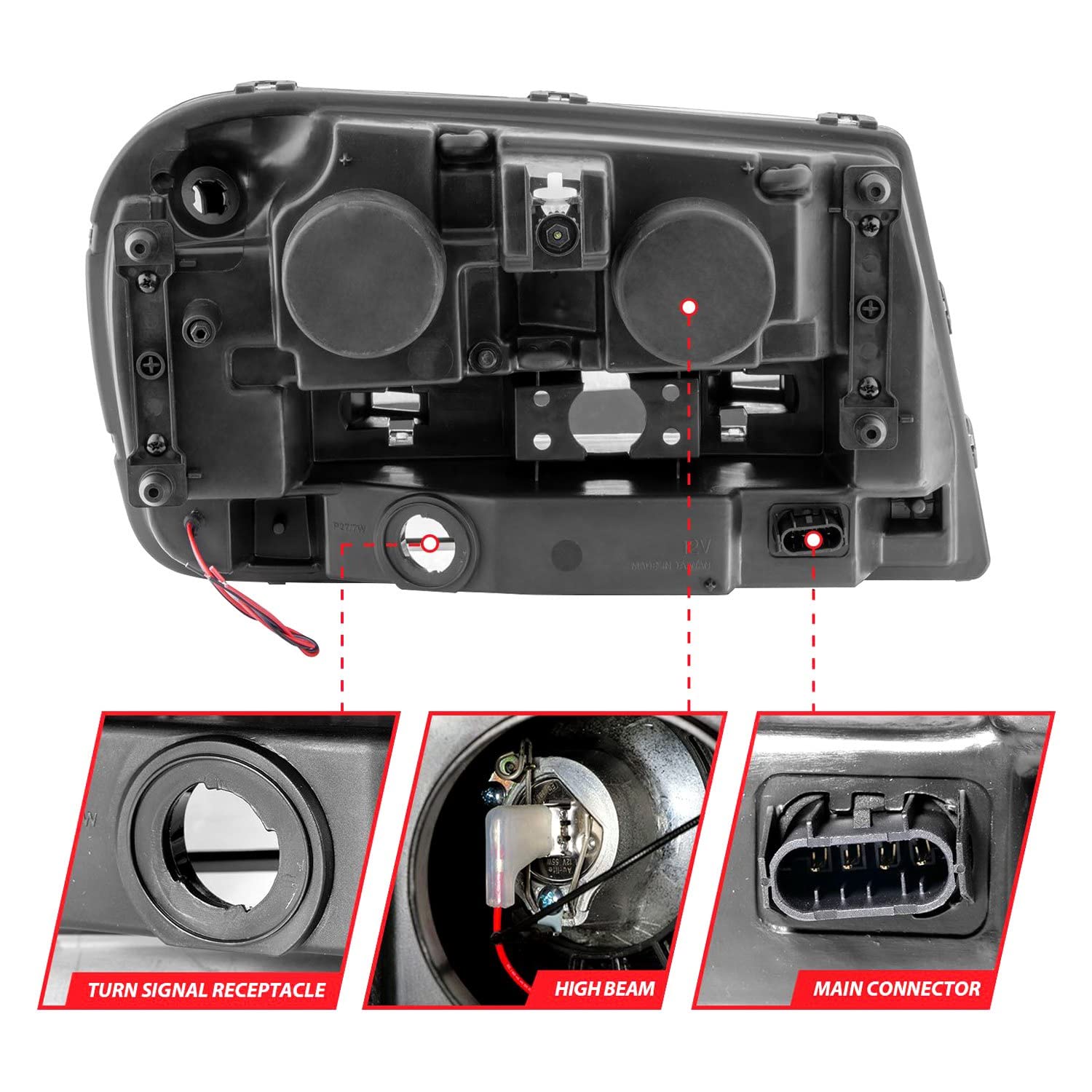 Projector Headlights ANZO - 02-09 Chevrolet Trailblazer (Will Not Fit 06-09 LT) w/Halo Black Housing (111572)