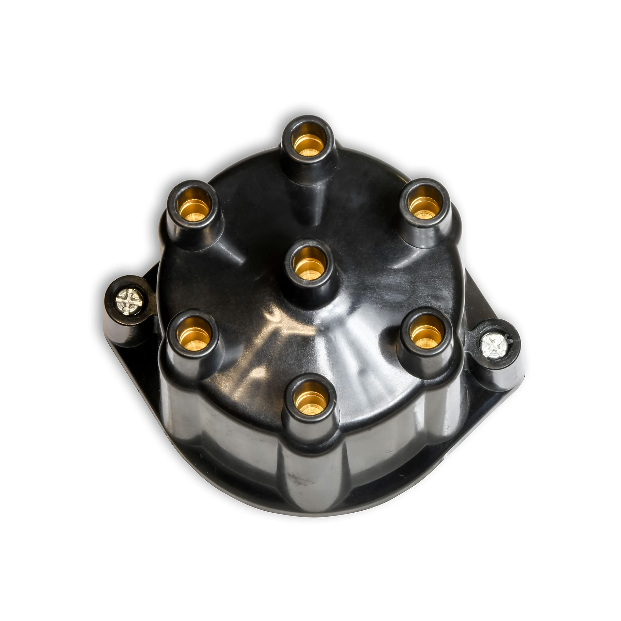 FLAME-THROWER PERTRONIX BILLET DISTRIBUTOR WITH IGNITOR II ELECTRONICS FOR GM 216,235,261 L6 and Toyota F,2F ENGINES. VACUUM ADVANCE WITH BLACK FEMALE STYLE CAP.