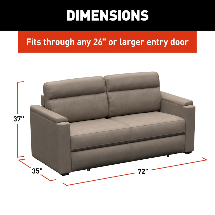 Signature Heritage Series THOMAS PAYNE 72" Driftwood RV Rest Easy Sleeper Sofa with Easy-to-Use Fold-Out Mechanism, 81" Bed Depth - 2024044357
