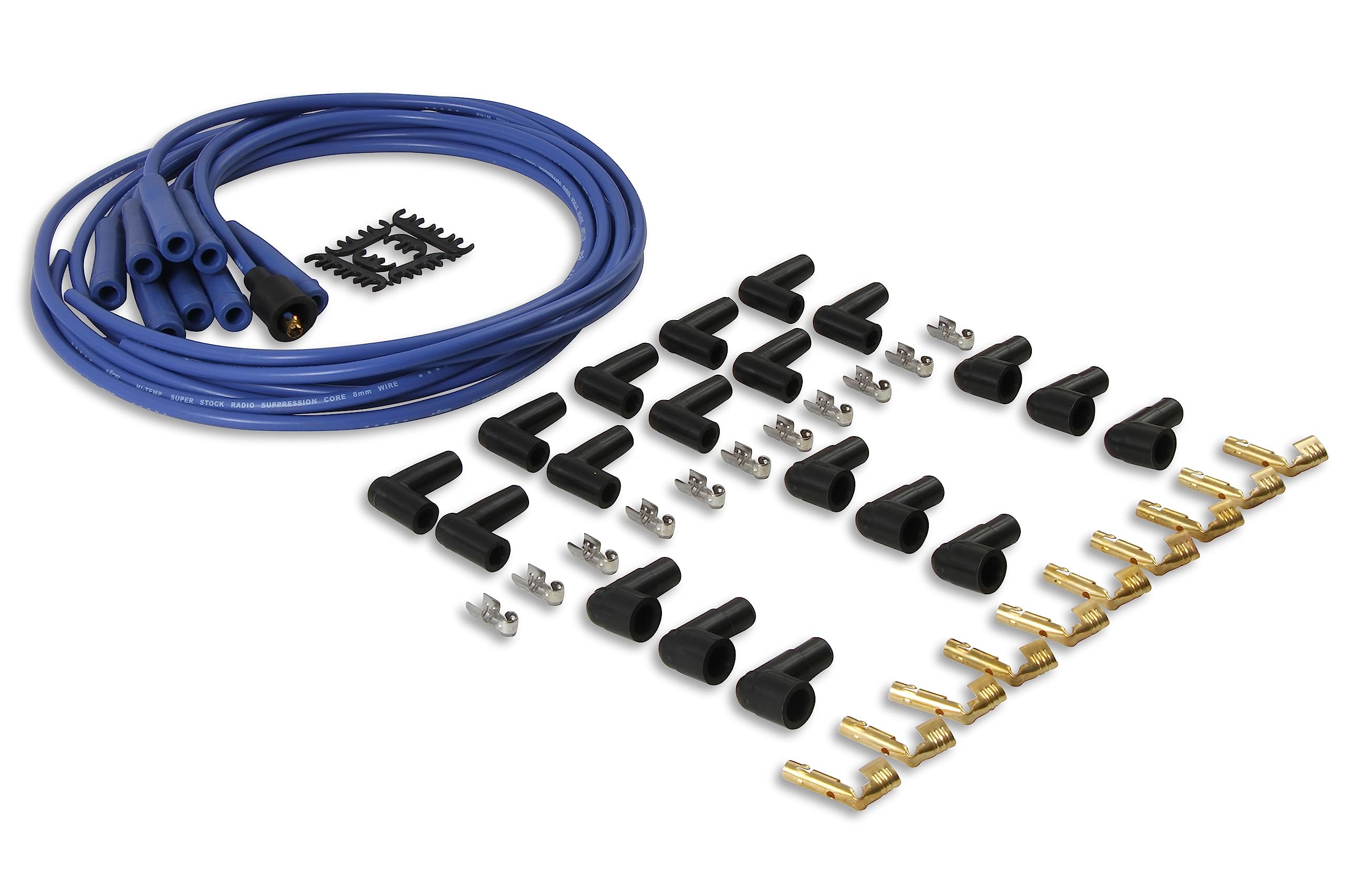 Spark Plug Wire Set- ACCEL 4040B 8mm - Blue Wire with Blue Straight Boots