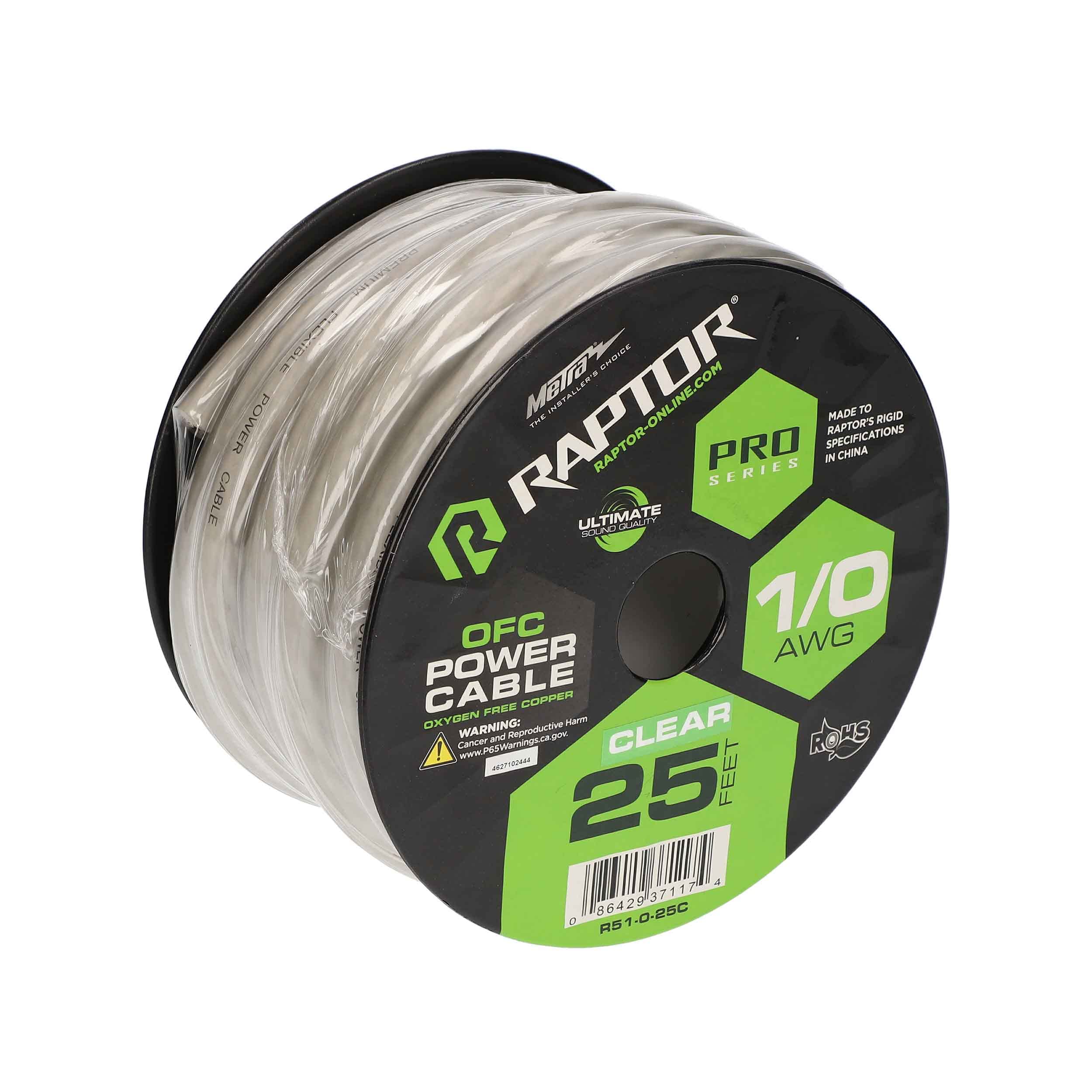 PRO Series Raptor by METRA Electronics Power Wire 1/0 AWG Oxygen Free Copper - Clear - R51-0-25C