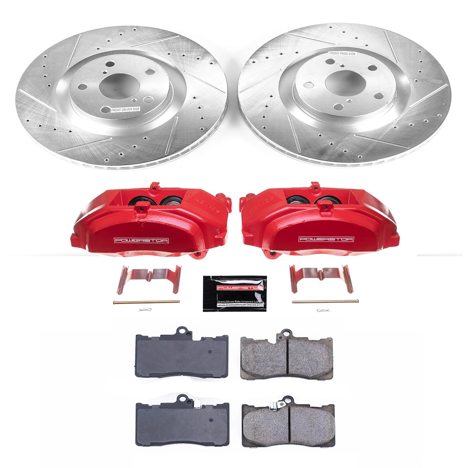 Power Stop Z23 Daily Driver KC5868, Front Brake Caliper Kit-Drilled/Slotted Brake Rotor, Brake Pads & Calipers For Lexus GS350, Lexus GS450h, Lexus GS460, Lexus IS350 [Model Specific]