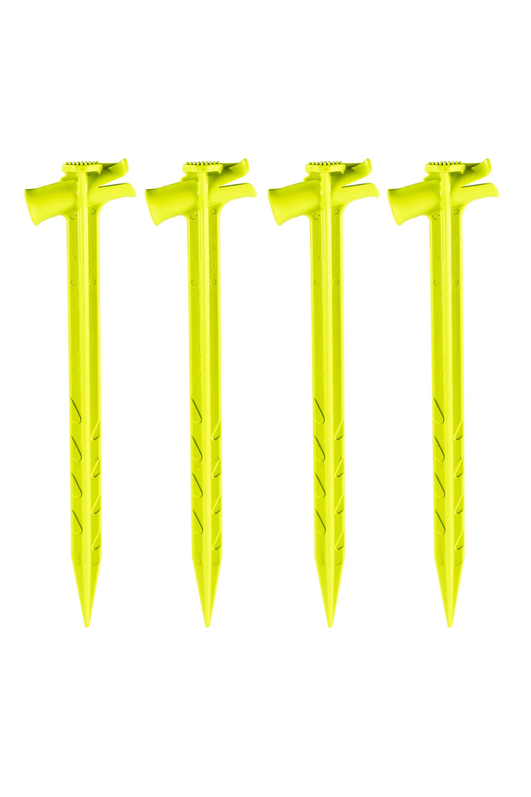 18-inch SlotLock anchoring kit Spike with SlotLock Technology anchoring. The Perfect Stake for Landscaping, inflatables, Tents, Lawn, and Ground Blinds. 4-Pack.