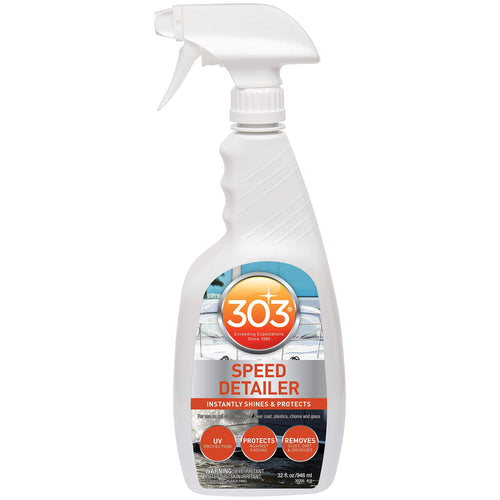 Marine Speed Detailer 303 Products - Instantly Shines And Protects - UV Protection - Protects Against Fading - Removes Dust, Dirt, And Smudges, 32 fl. oz. (30205)Packaging May Vary, White