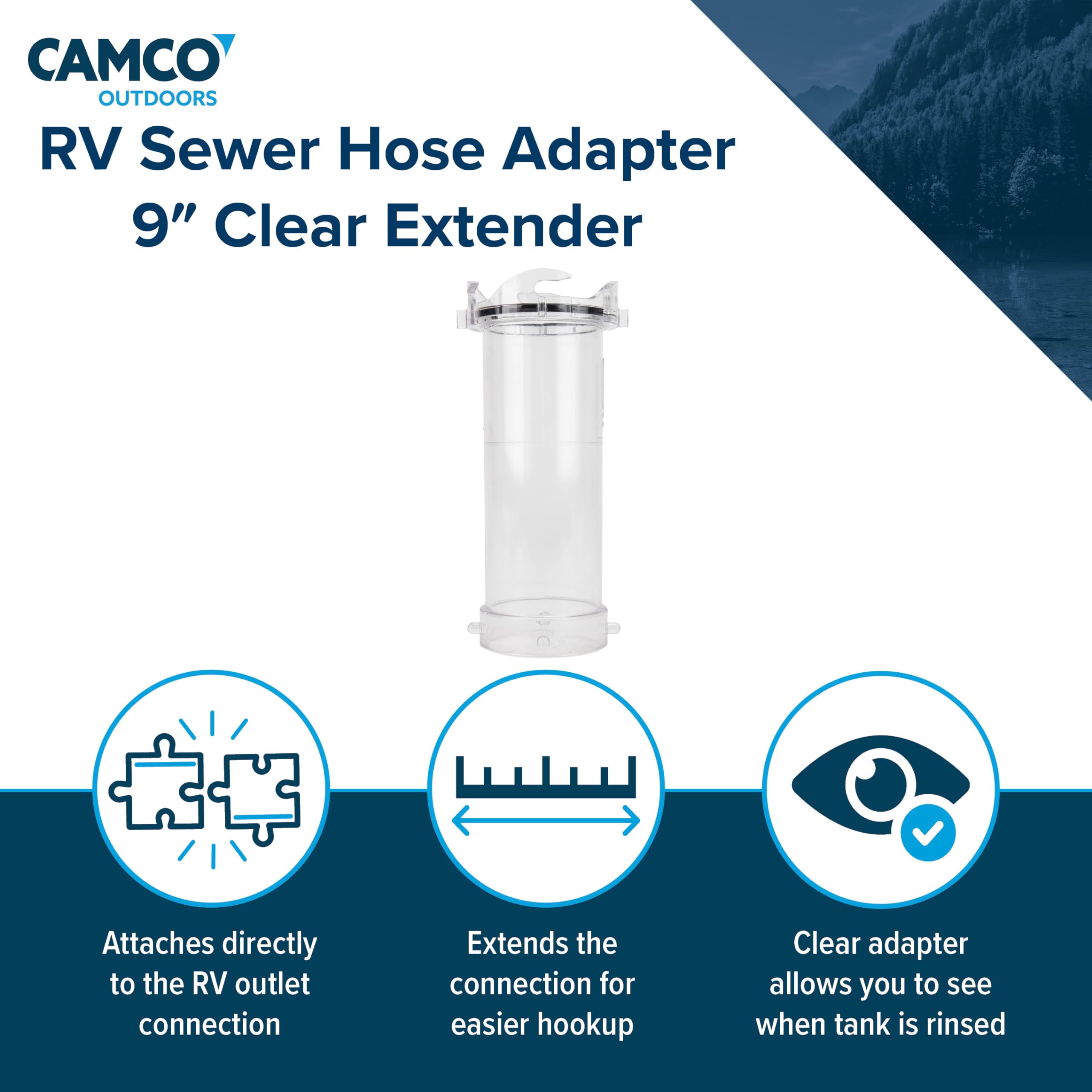 9" Camco Clear Sewer Hose Adapter 39592