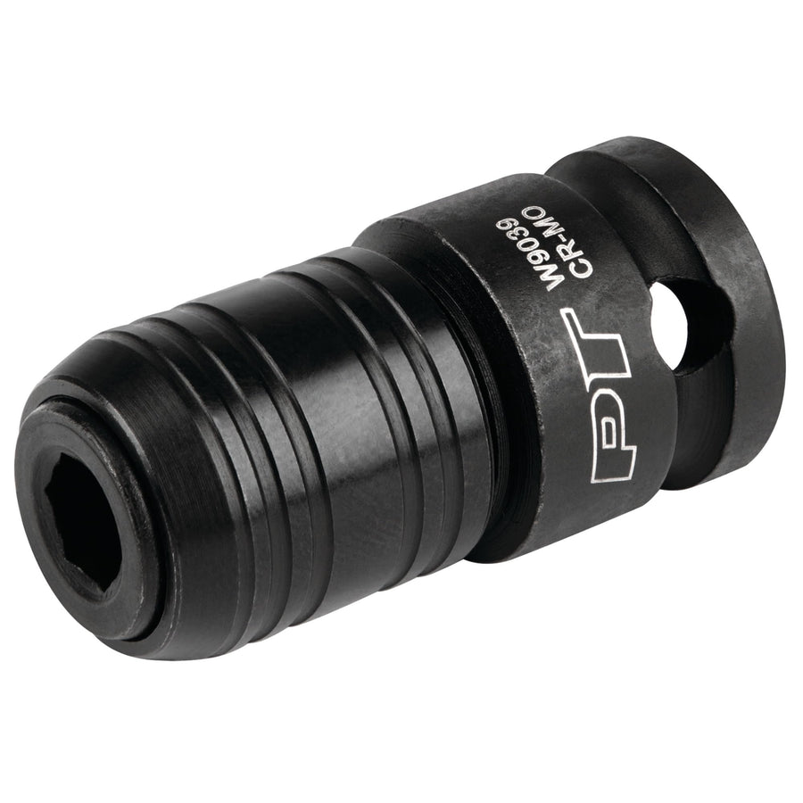 Heavy-Duty Performance Tool W9039 Chrome Molybdenum Steel 3/8-Inch Square Drive to 1/4-Inch Hex Bit Adapter with Quick Change Collar for Impact Tools