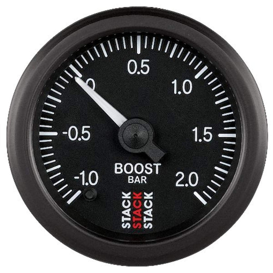STACK ST3311 52mm Black -1 to +2 Bar Universal T-Fitting Professional Stepper Motor Boost Pressure Gauge