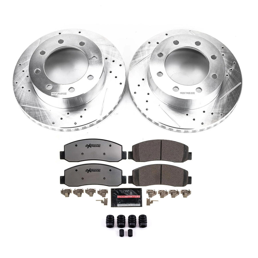 Power Stop Front Z36 Truck & Tow Brake Kit K1781-36, Carbon Fiber Ceramic Brake Pads and Drilled and Slotted Brake Rotors For Ford F-250 F-350 F-450 Super Duty [Application Specific]