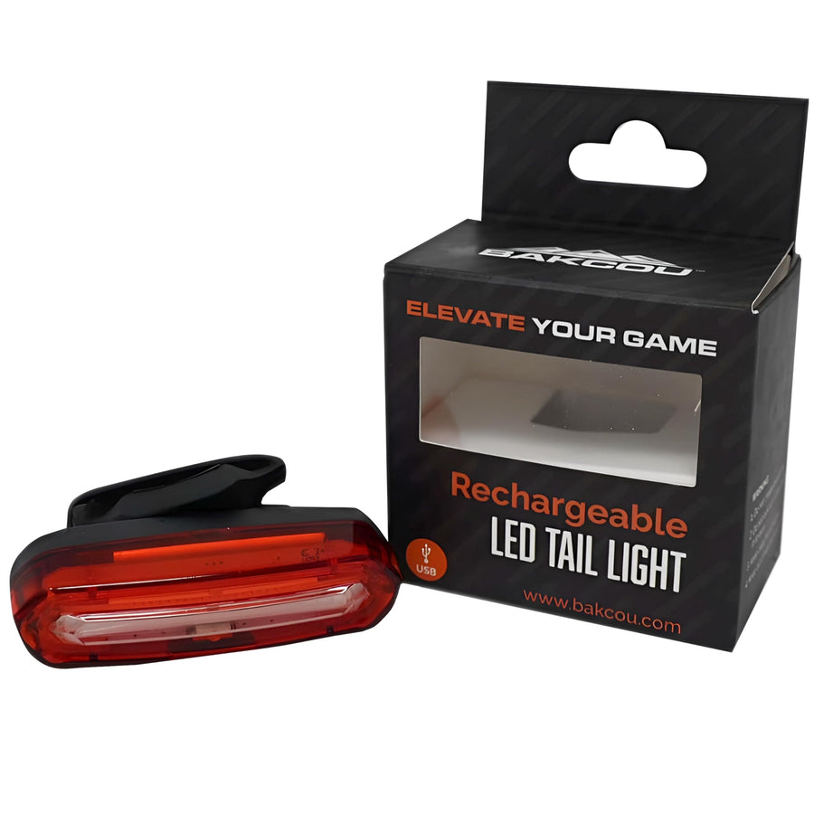 Rechargeable Bakcou Tail Light - 120 Lumens, 15-Hour Battery, Weatherproof, Stretchy Silicone Band, 4 Light Modes, Ultra-Bright LEDs