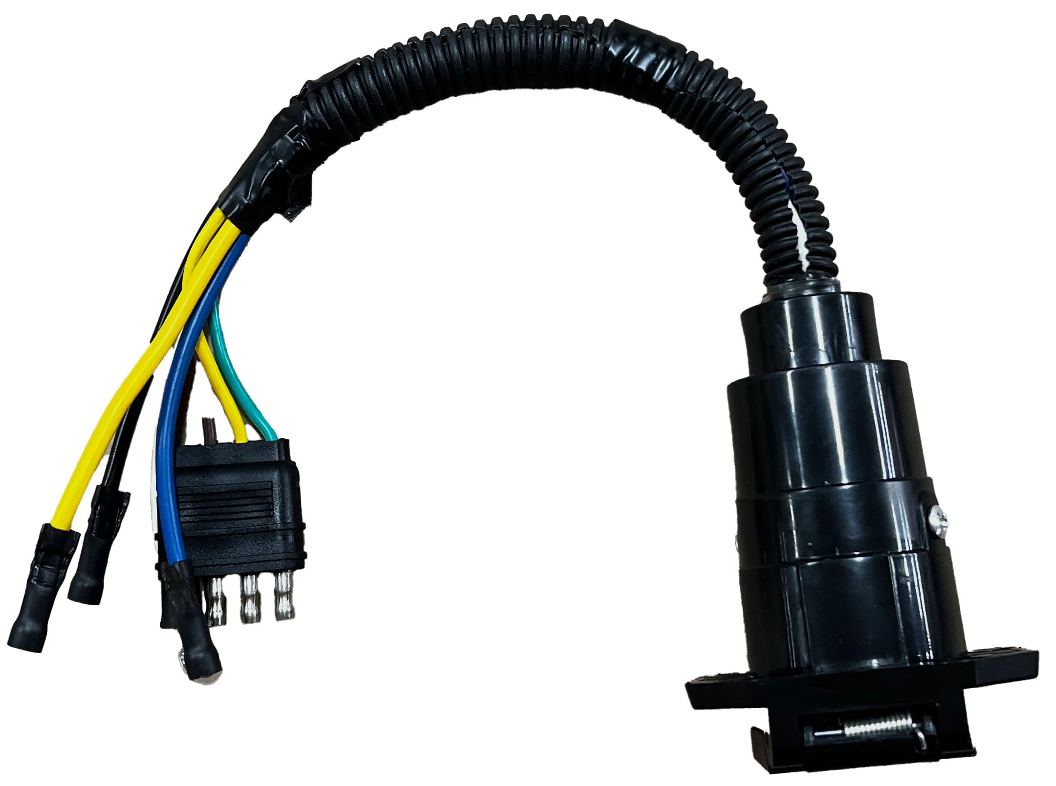RV Designer 4-Way Flat to TC520 7-Way RV Socket Adapter Harness ABS Connector, Copper Wire, Trailer Connector