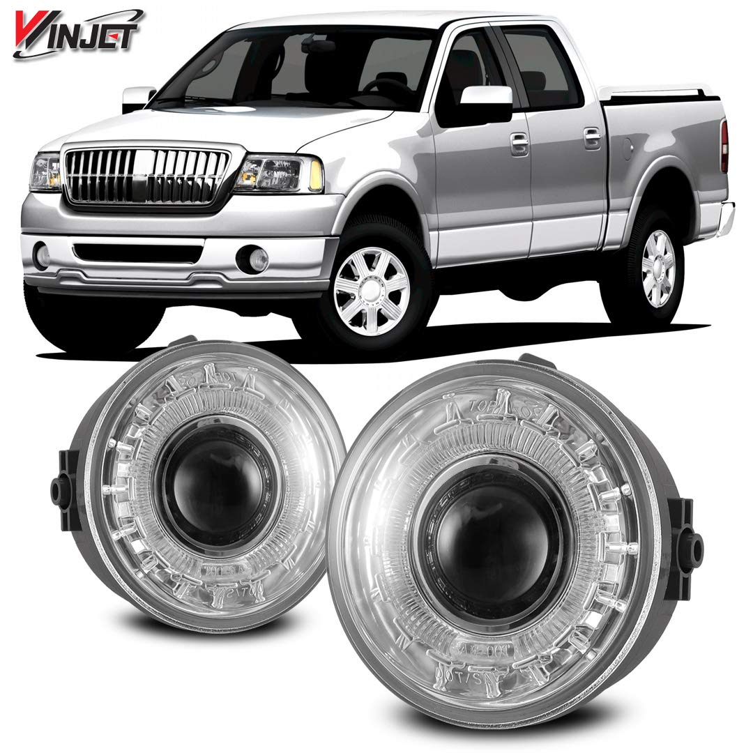 Winjet Driving Halo Ring Projector Fog Lights Compatible with [2006 2007 2008 2009 2010 Ford F-150] [2006-2008 Lincoln Mark LT]