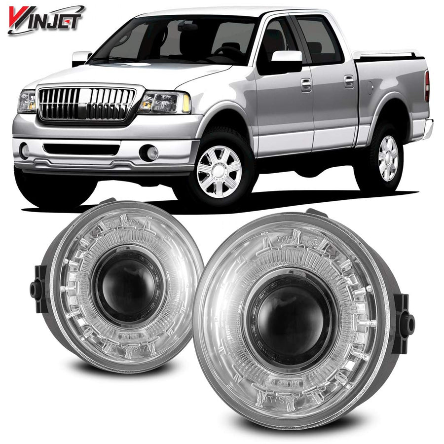 Winjet Driving Halo Ring Projector Fog Lights Compatible with [2006 2007 2008 2009 2010 Ford F-150] [2006-2008 Lincoln Mark LT]