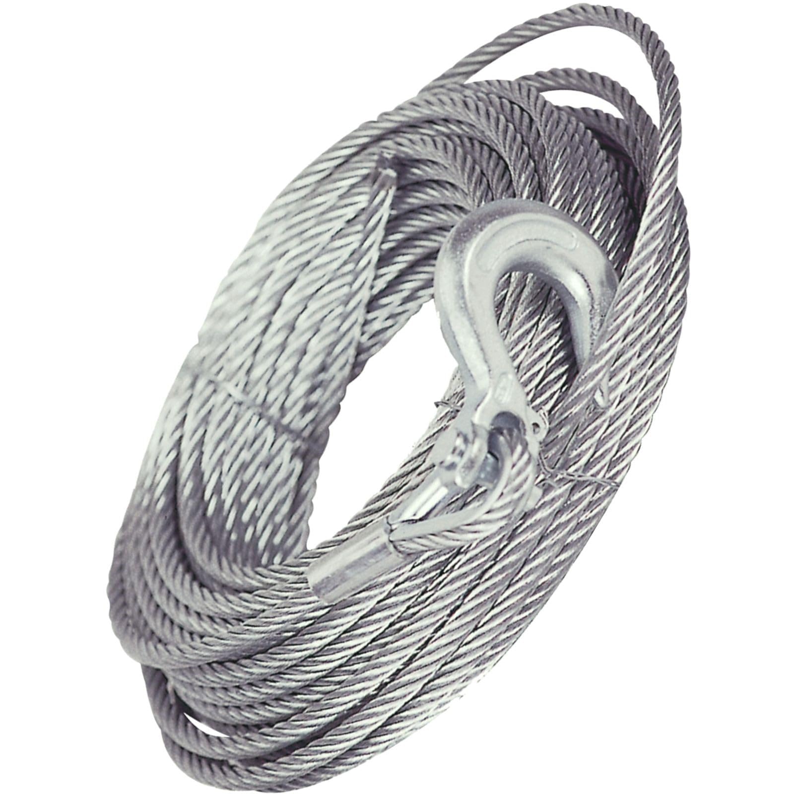 Mile Marker Single 3/8” x 100’ Replacement Steel Cable with Removable Hook for Trucks - 19-50020C for Winches 9,500 to 12,000 lbs. - Engineered for Durability & Convenience