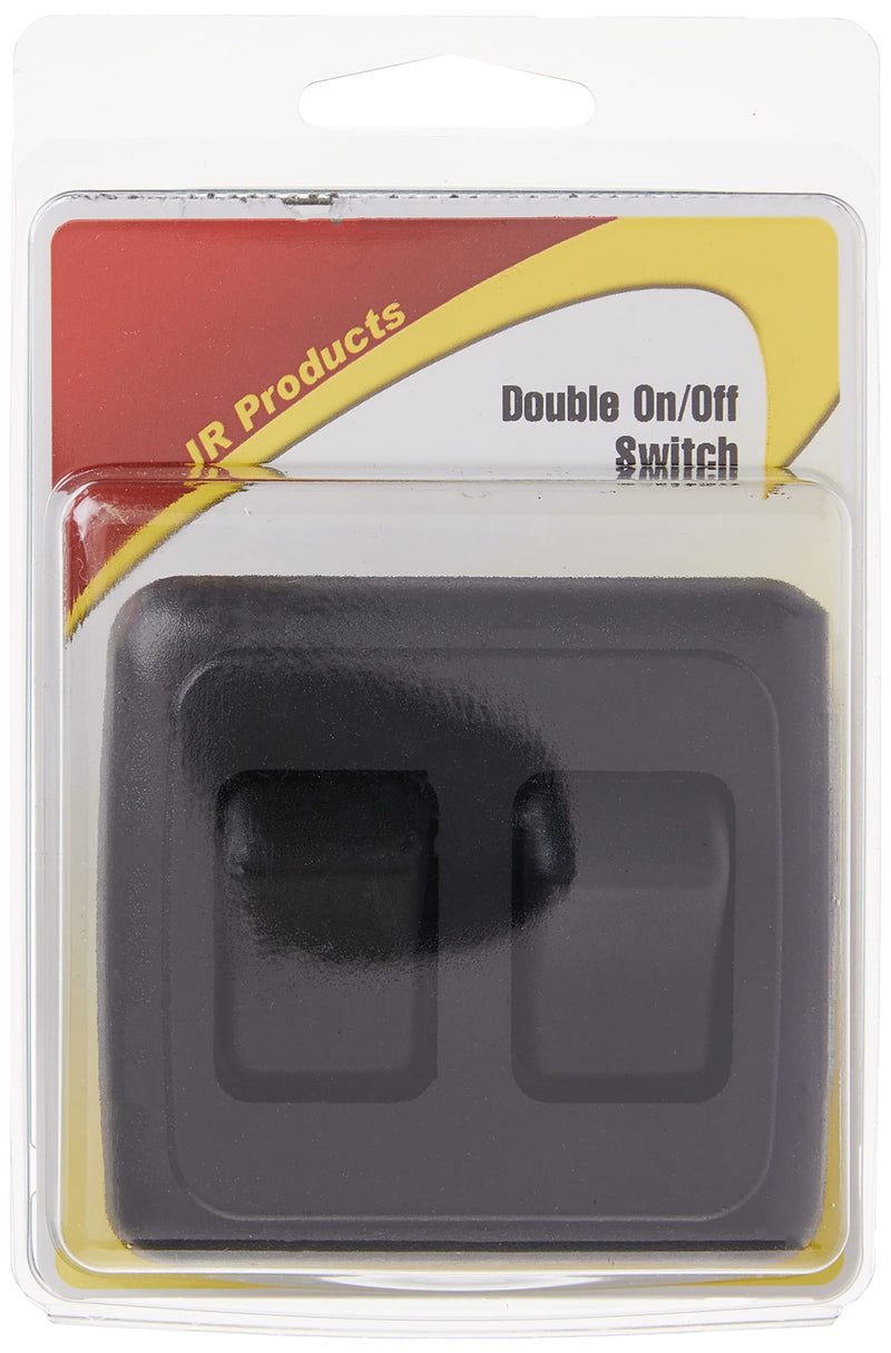 Black JR Products Double SPST On-Off Switch with Bezel 12235