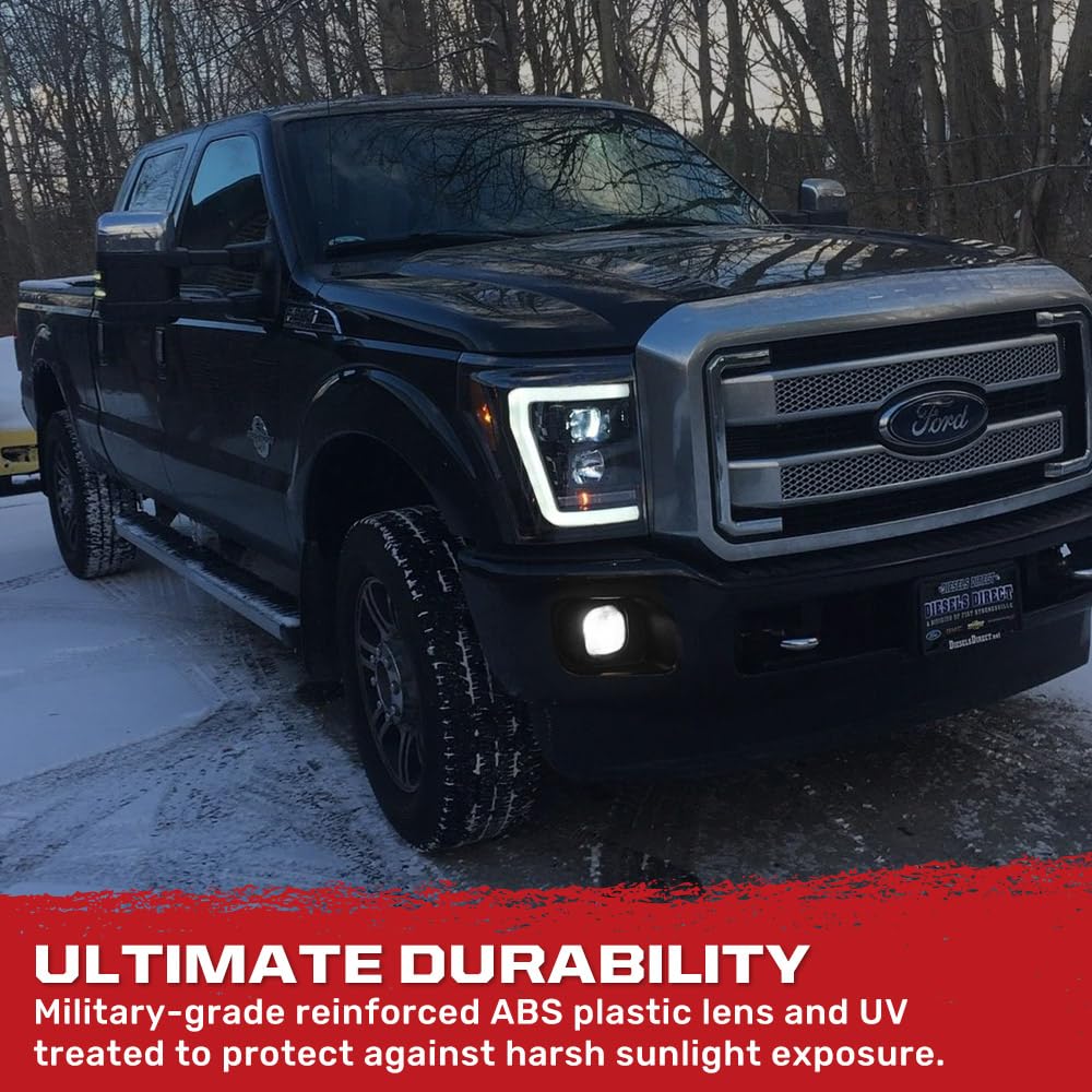 RECON - Premium Projector Headlights Fits 2011-2016 Ford Super Duty (F250, F350, F450, F550) Ultra Bright OLED Halos, DRL (SMOKED LENS)