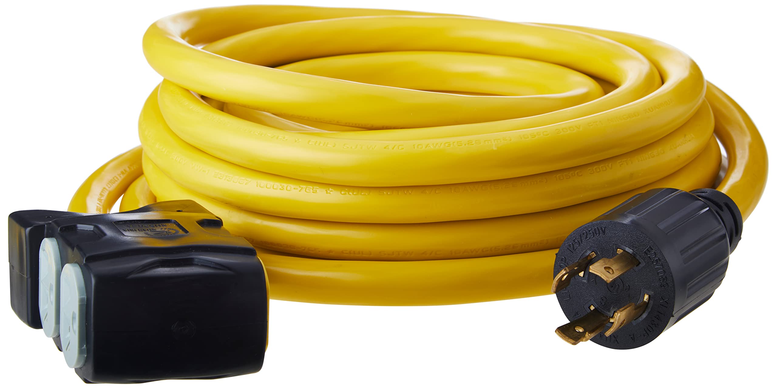 30-Amp Champion Power Equipment 25-Foot 125/250-Volt Duplex-Style Generator Extension Cord with Circuit Breakers (L14-30P to Four 5-20R)